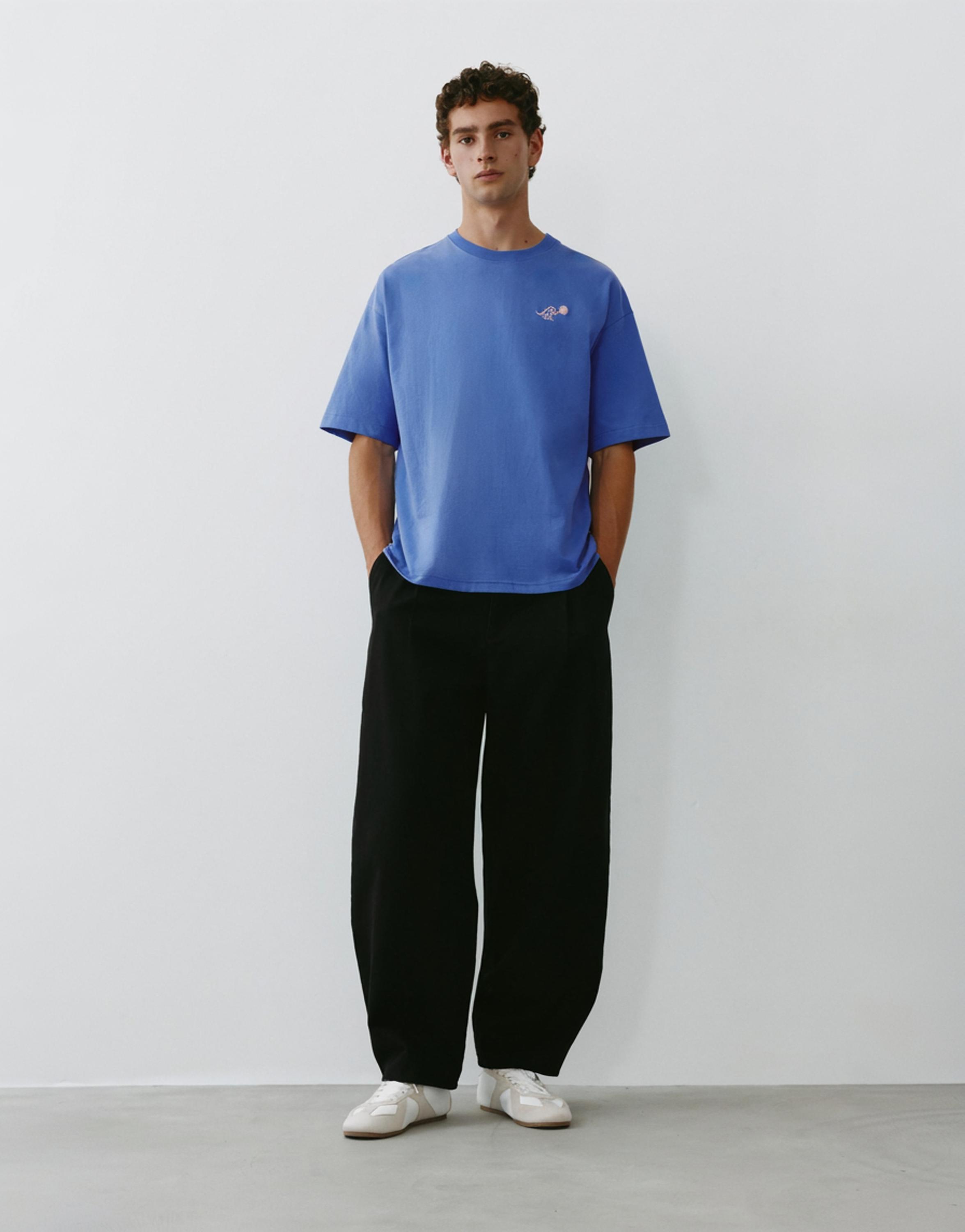 Relaxed fit textured graphic T-shirt — Deep blue