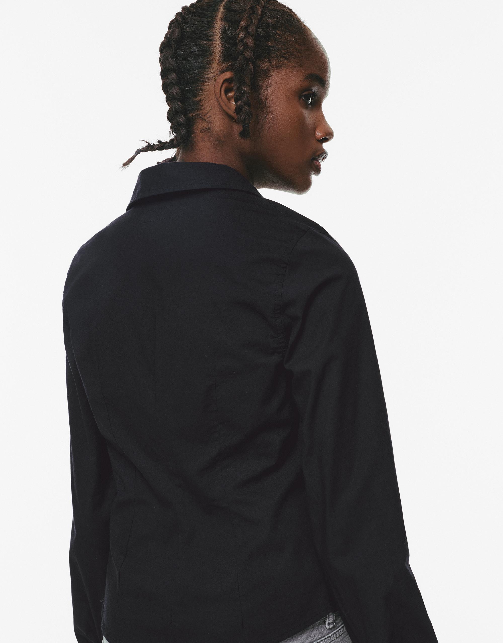 Poplin yırtmaçlı dar kesim gömlek - Görsel 28