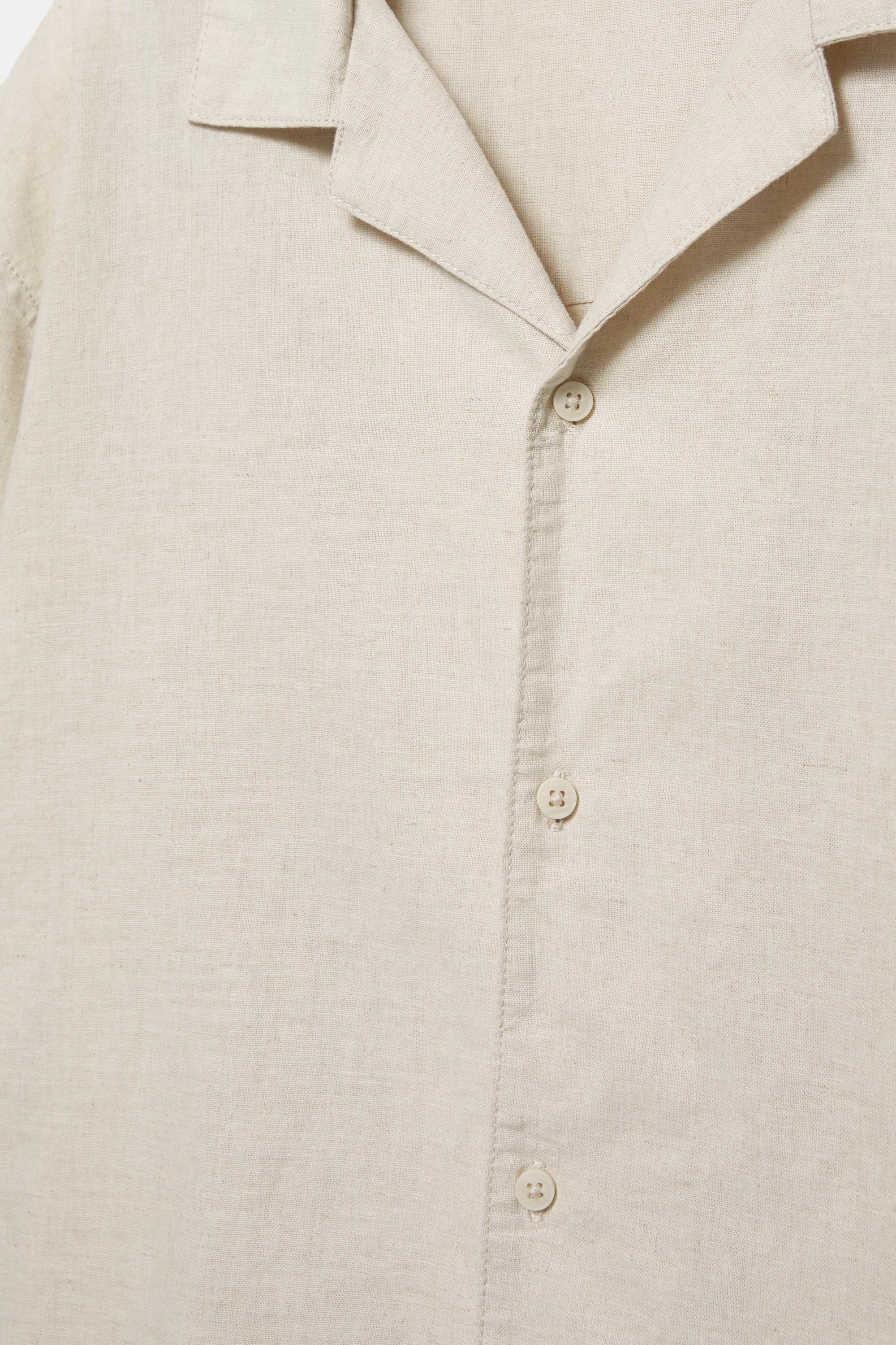 Short sleeve linen blend shirt — Beige