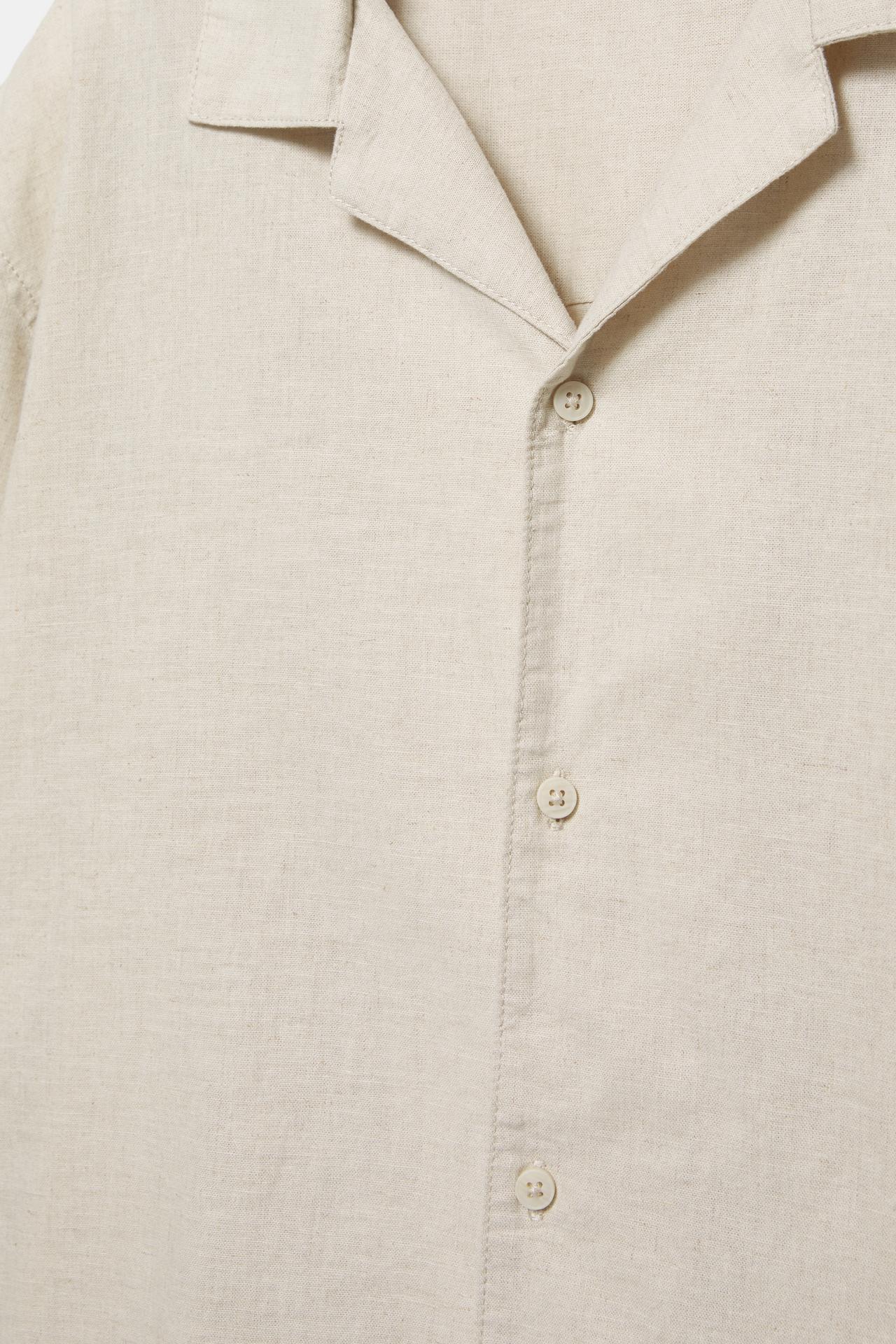 Short sleeve linen blend shirt — Beige