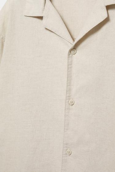Short sleeve linen blend shirt — Beige 7