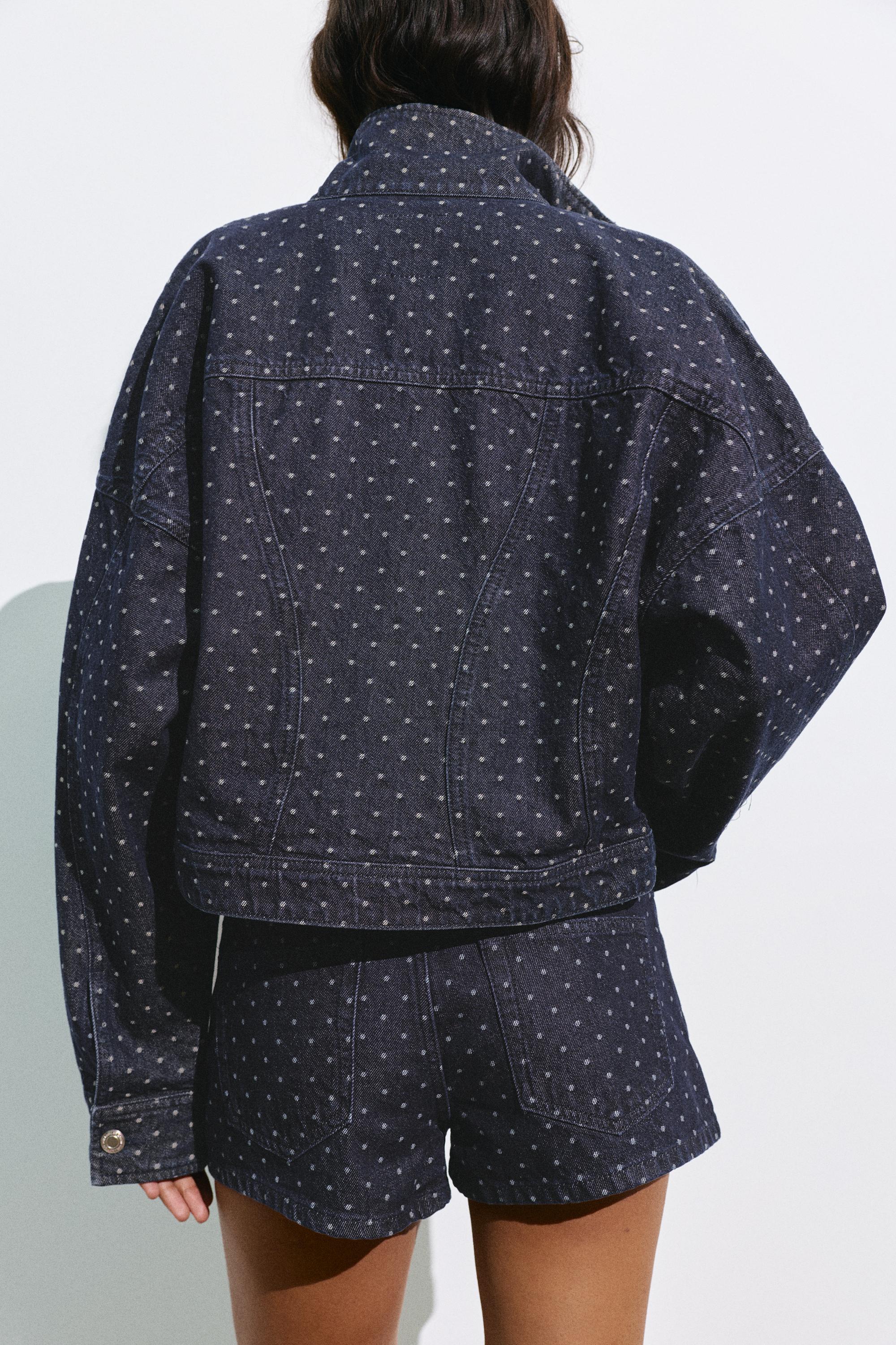Polka dot denim jacket — Navy