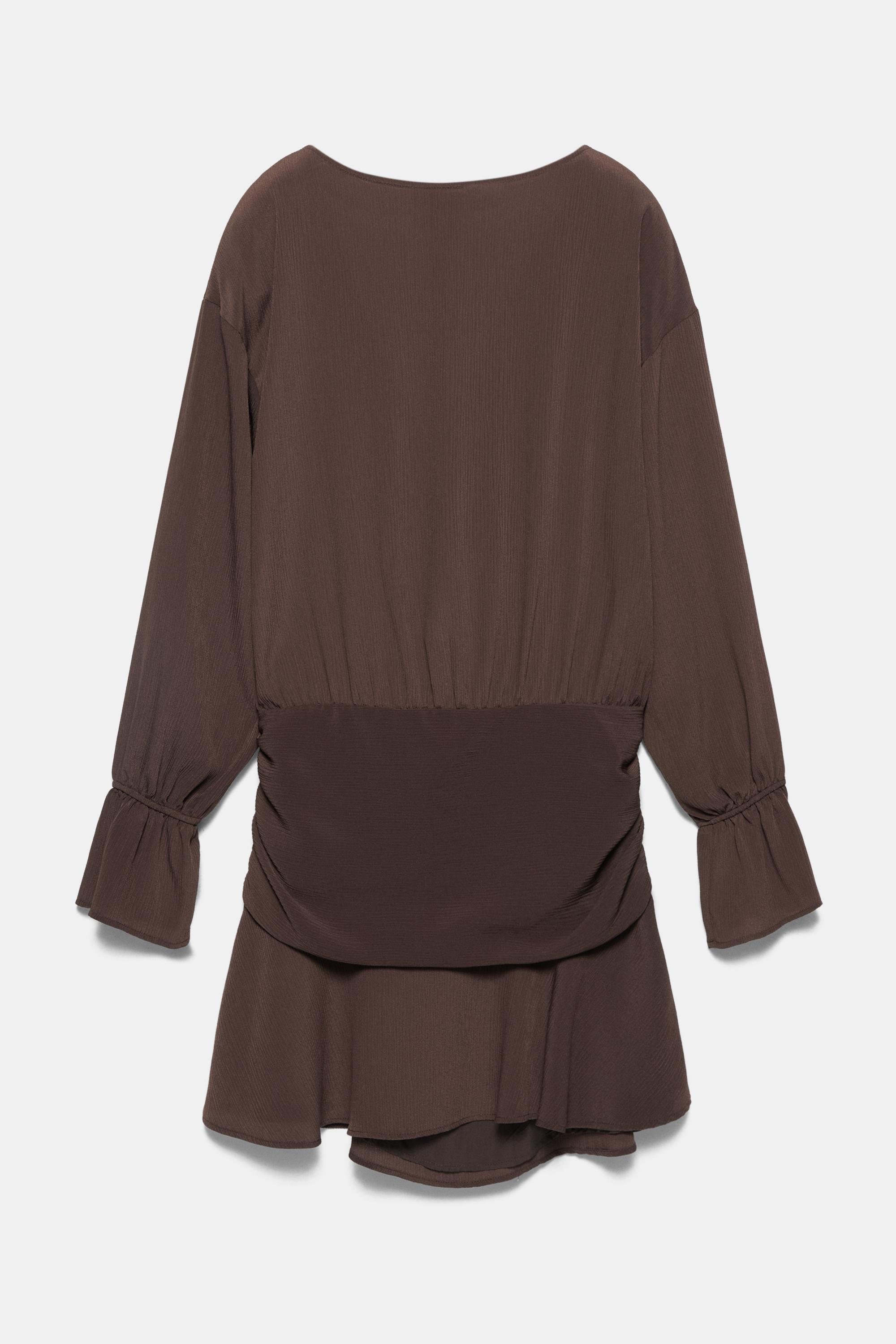 Short ruffle dress — Brown