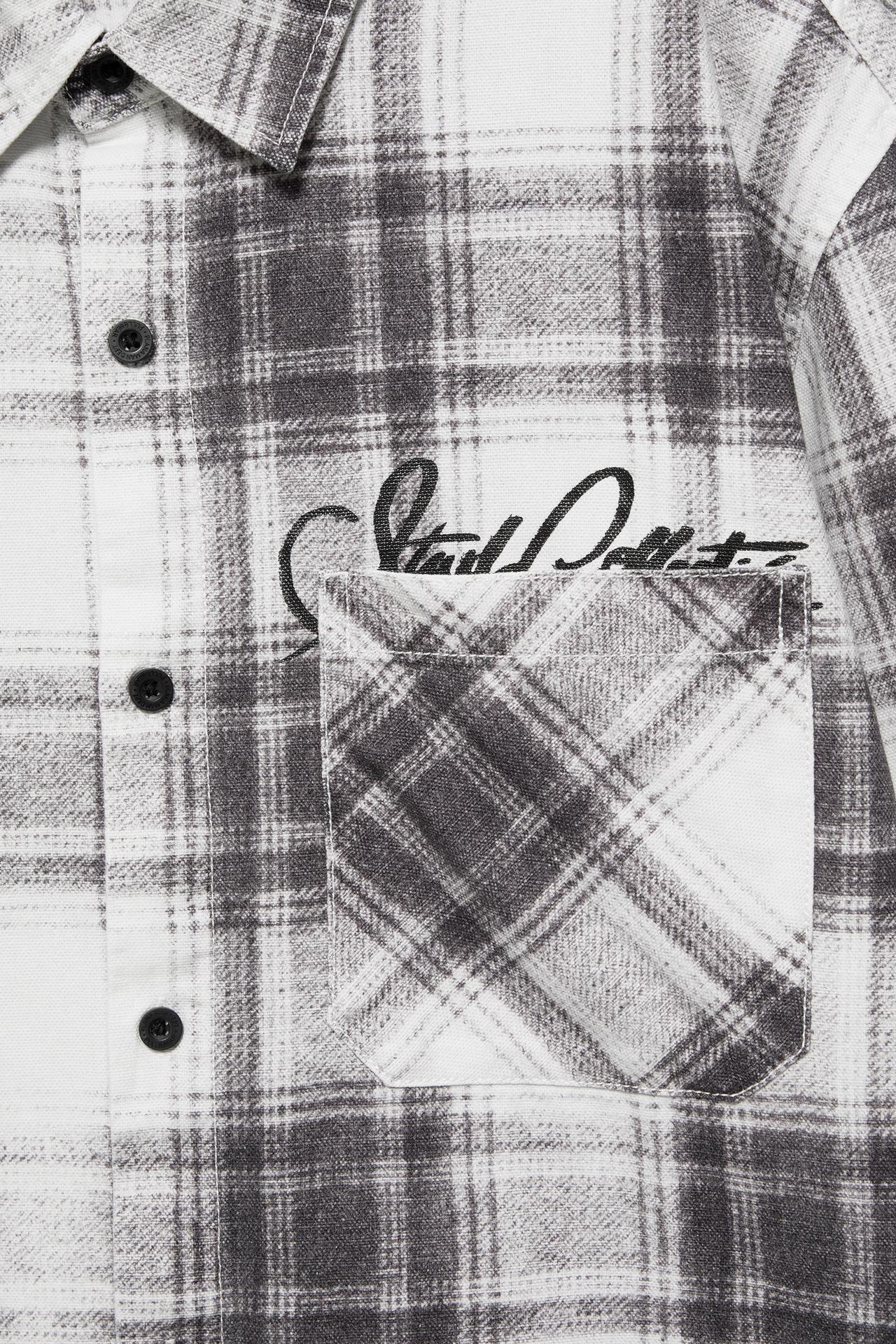 Long sleeve embroidered check shirt — Off white