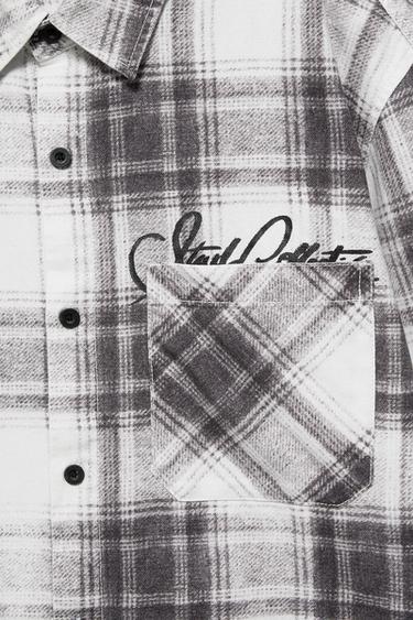 Long sleeve embroidered check shirt — Off white 9