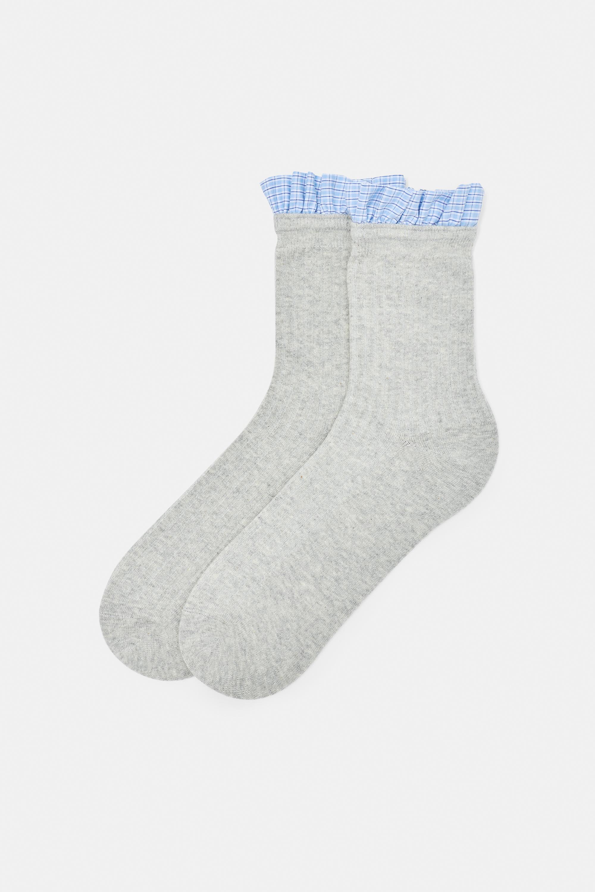 Poplin ruffle socks — Grey