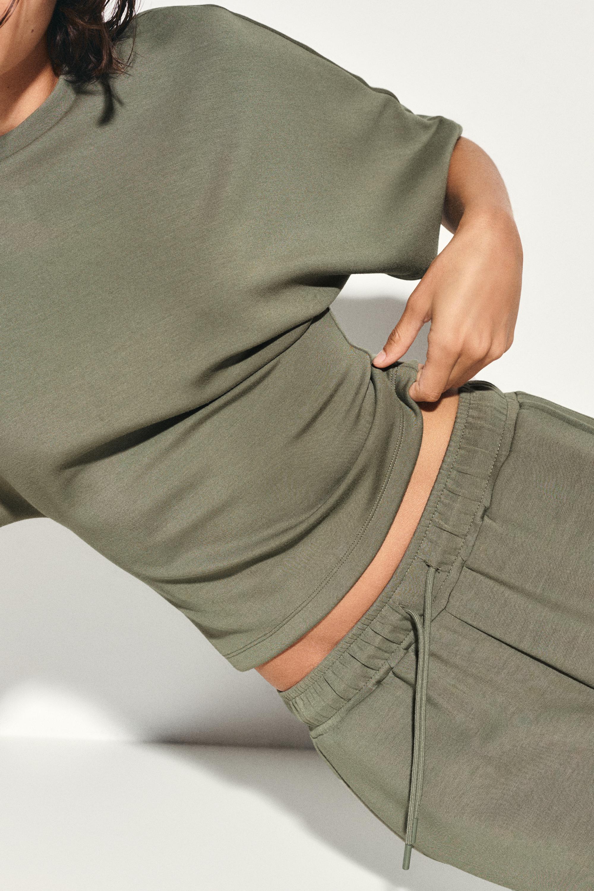 Modal wide-leg trousers — Khaki