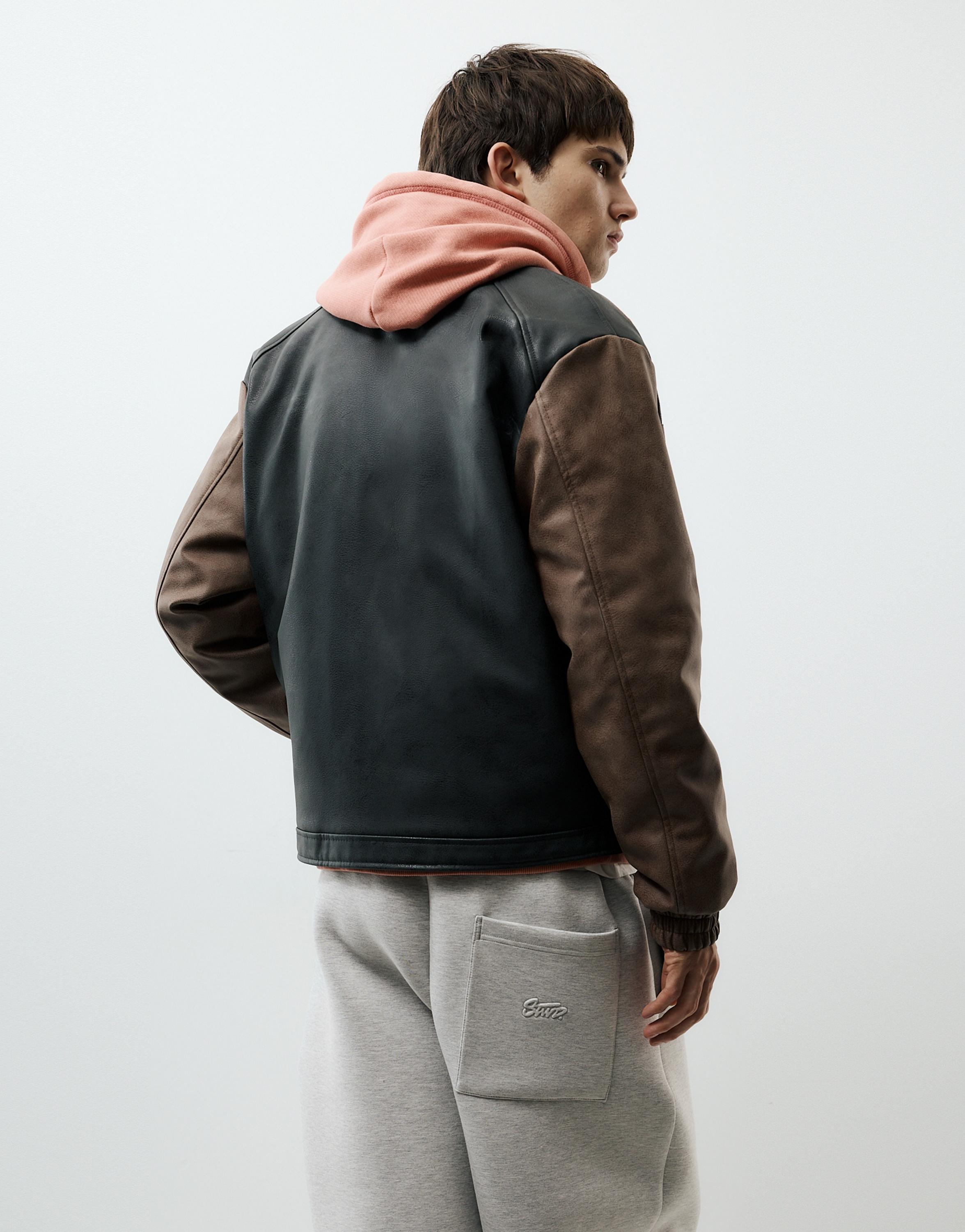 Pull&Bear Panelli suni deri ceket