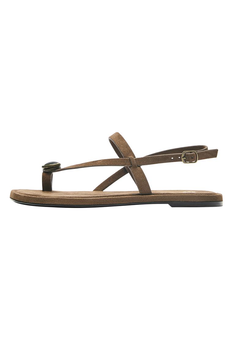 Embellished flat sandals — Brown