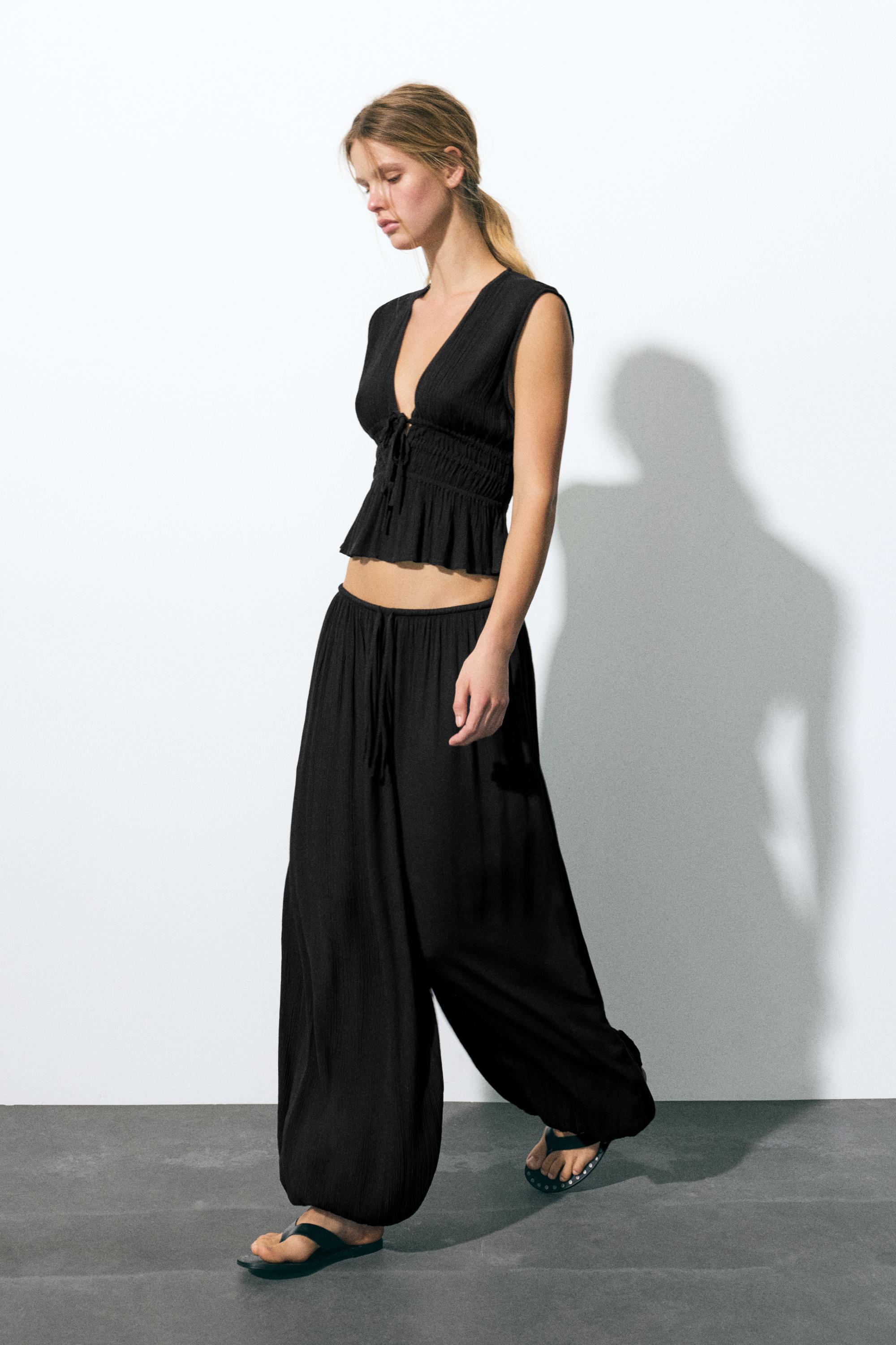 Sarouel crepe trousers — Black