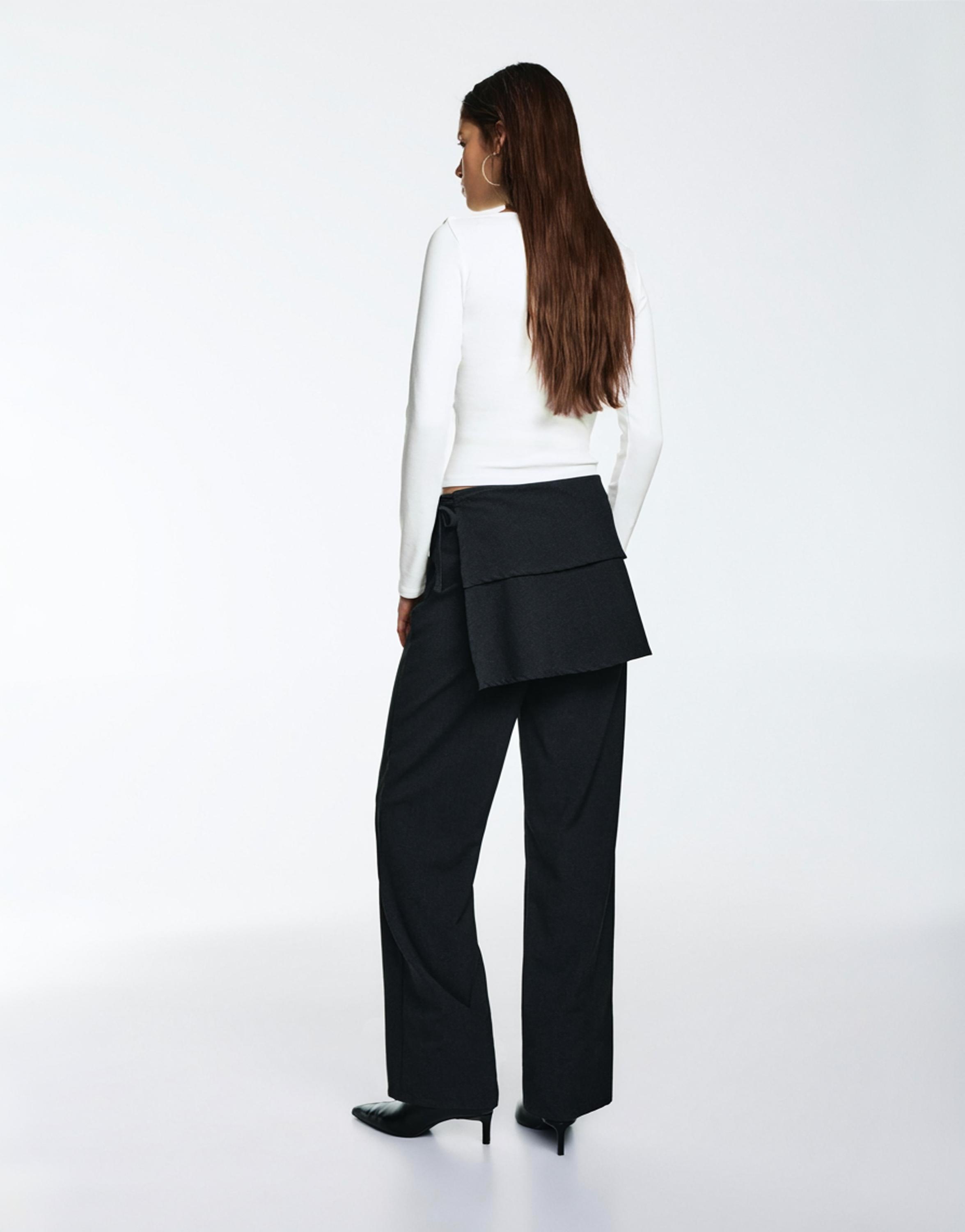 Uzun kollu geniş yaka t-shirt - Görsel 94