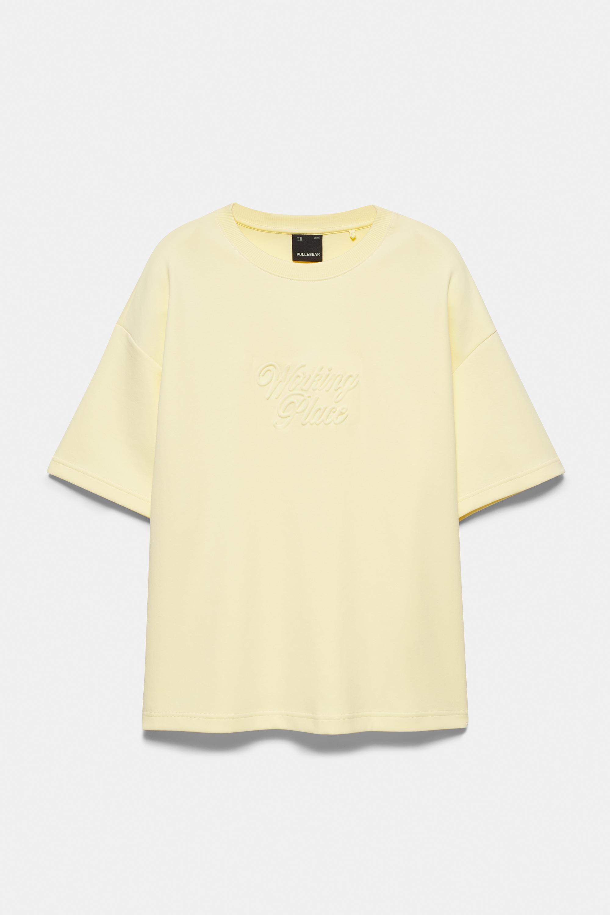 Short sleeve slogan sweatshirt — Yellow
