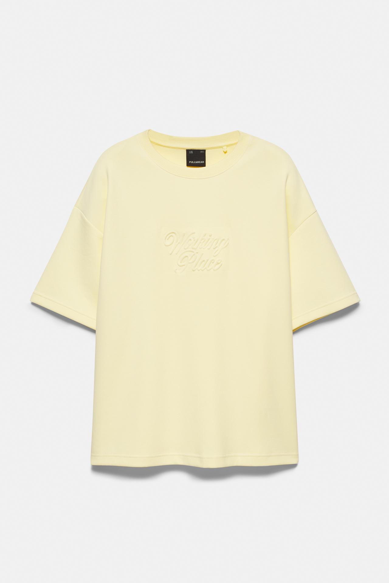Short sleeve slogan sweatshirt — Yellow