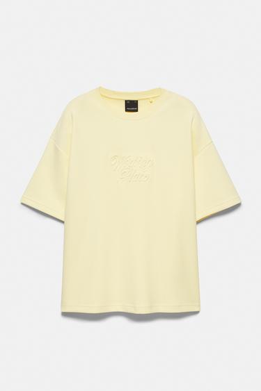 Short sleeve slogan sweatshirt — Yellow 6