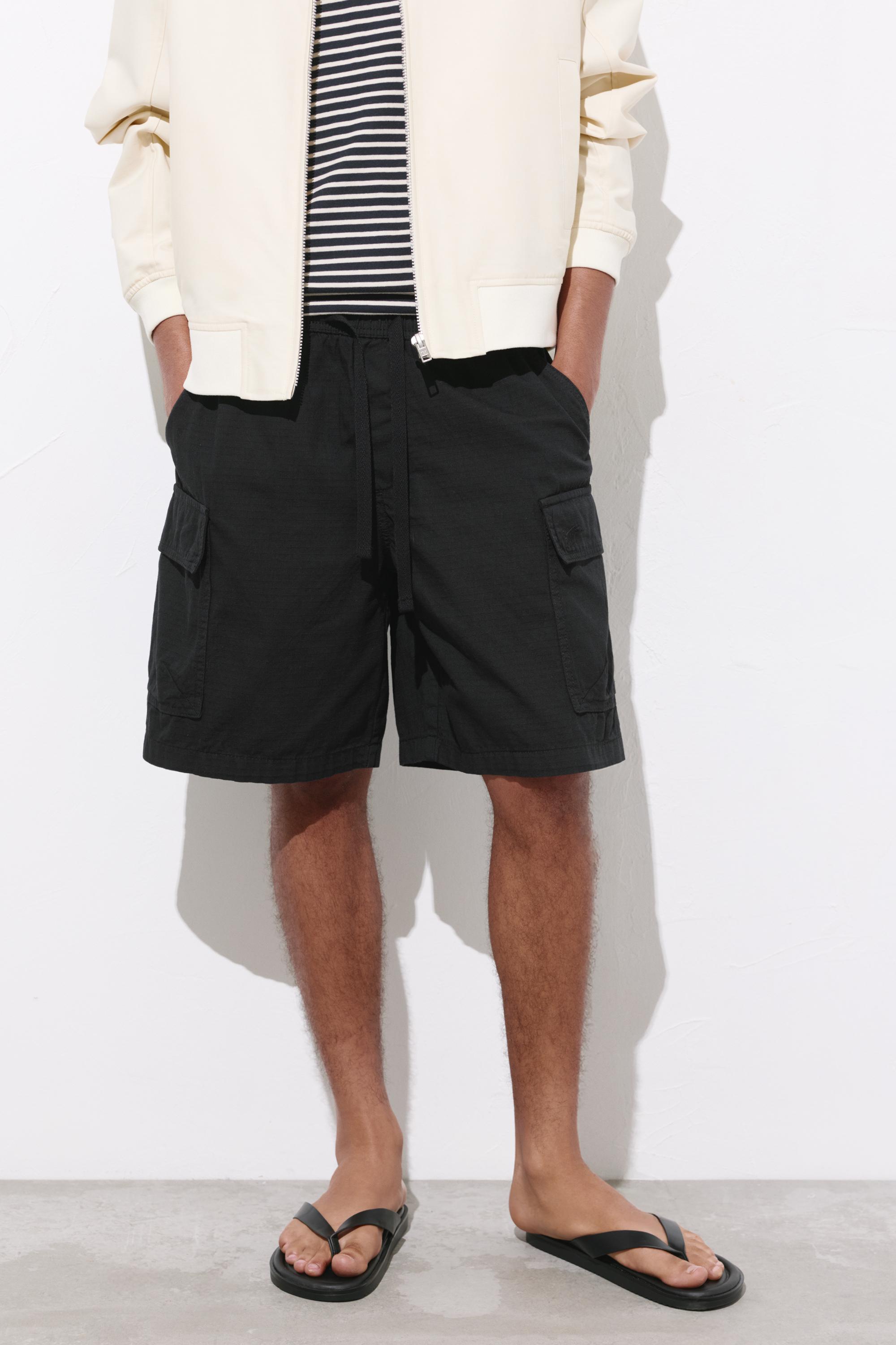 Ripstop cargo Bermuda shorts — Black