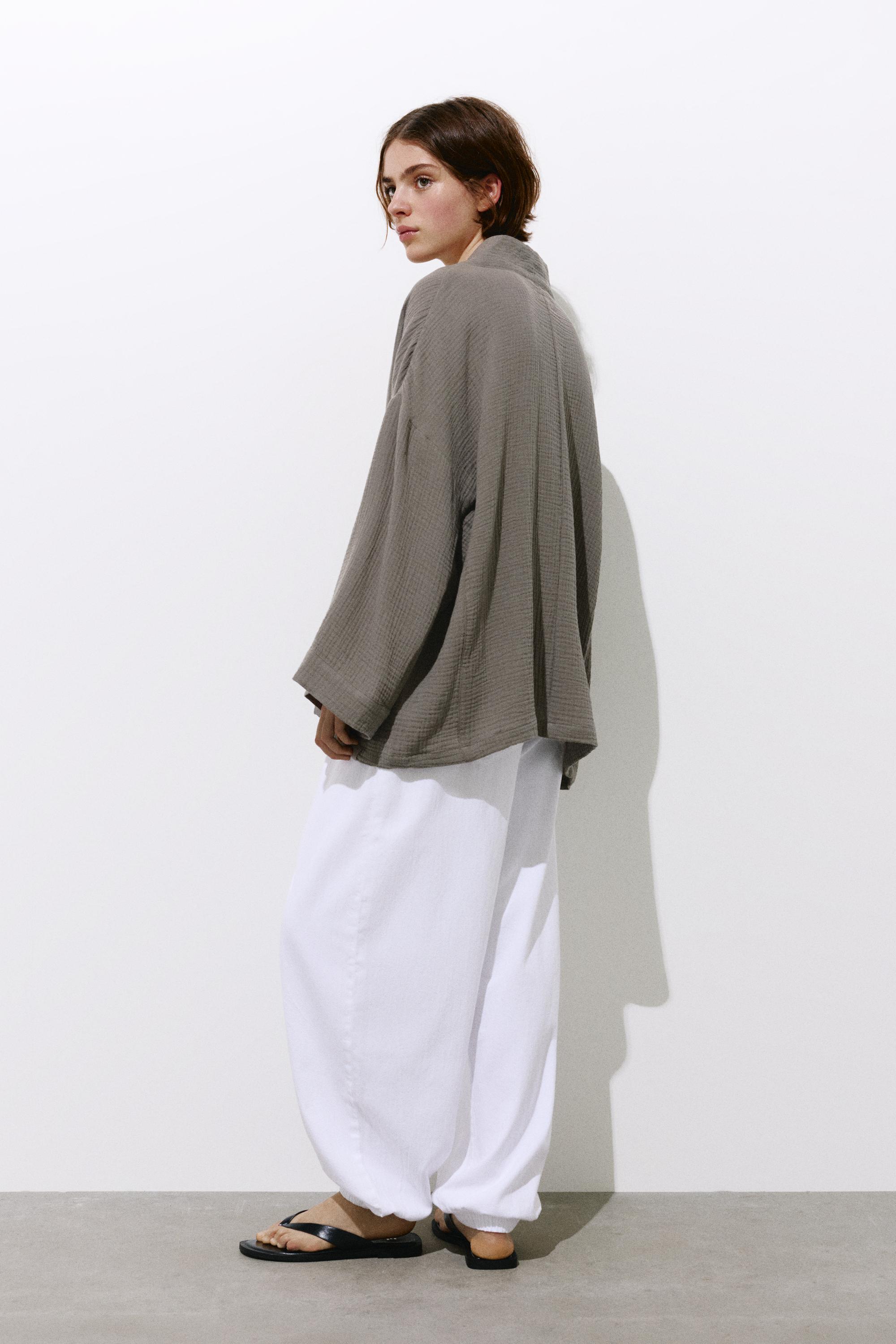 Crepe kimono — Dark khaki