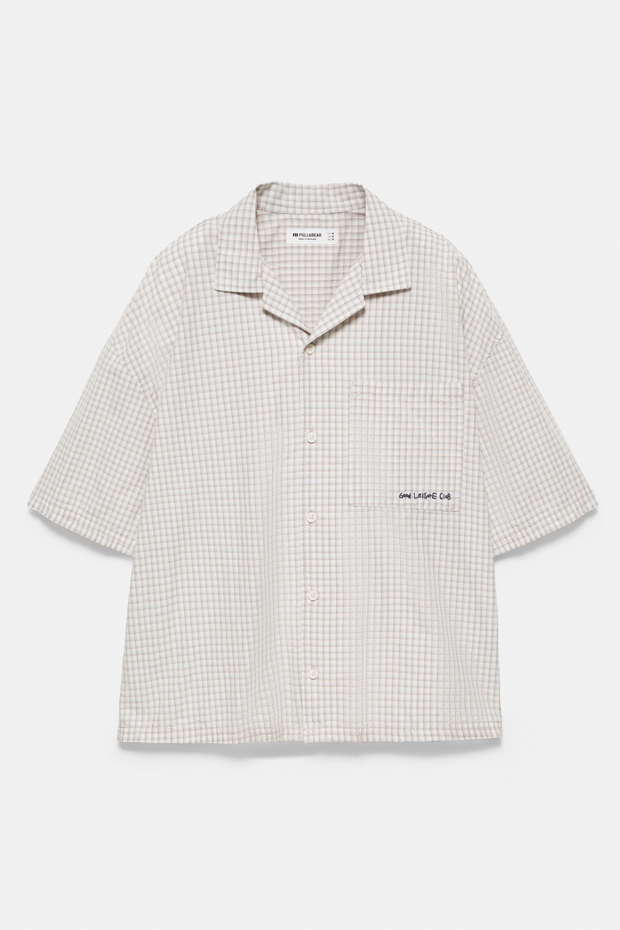 Short sleeve check shirt — Grey marl