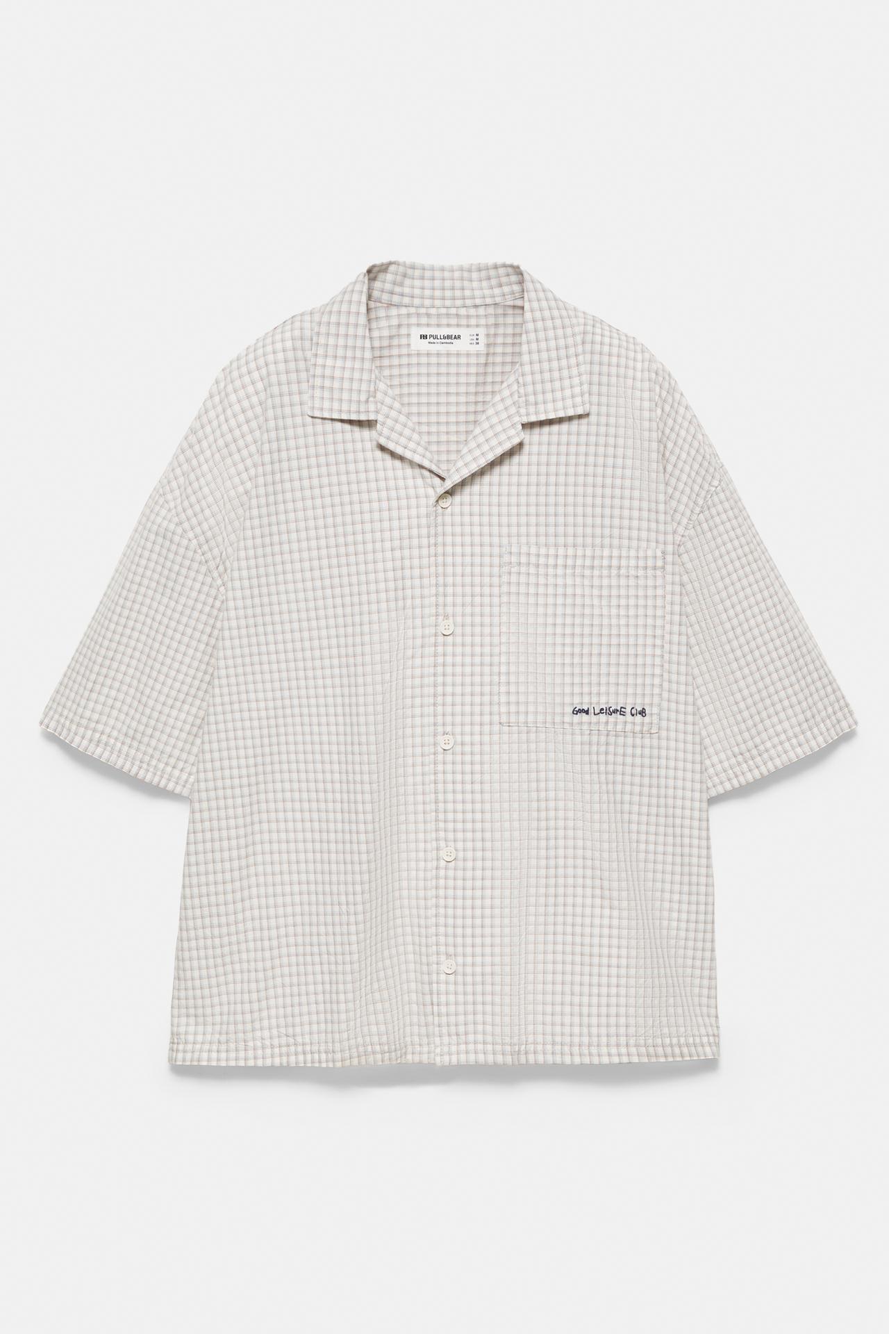 Short sleeve check shirt — Grey marl