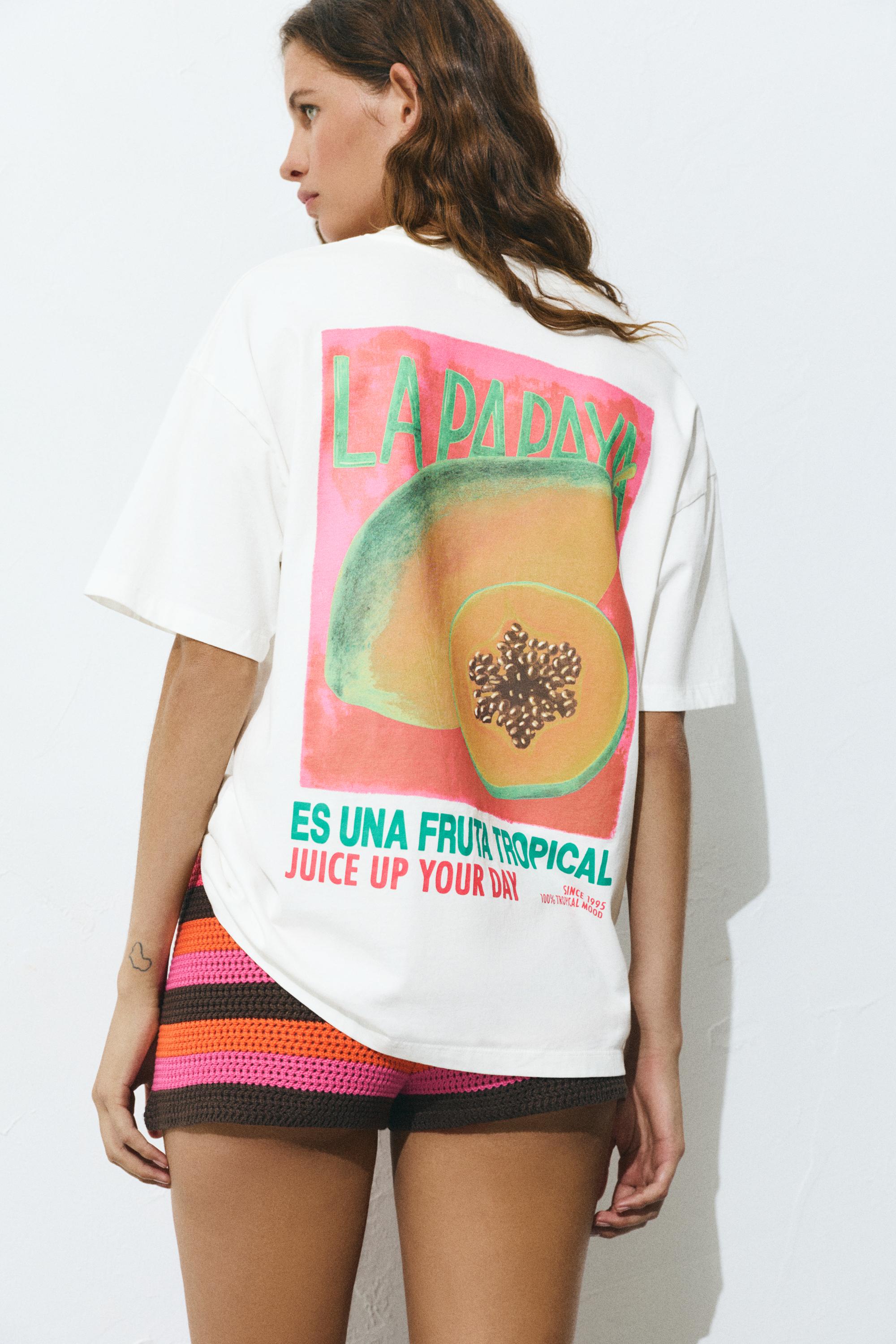 Papaya grafik baskılı t-shirt - Görsel 14