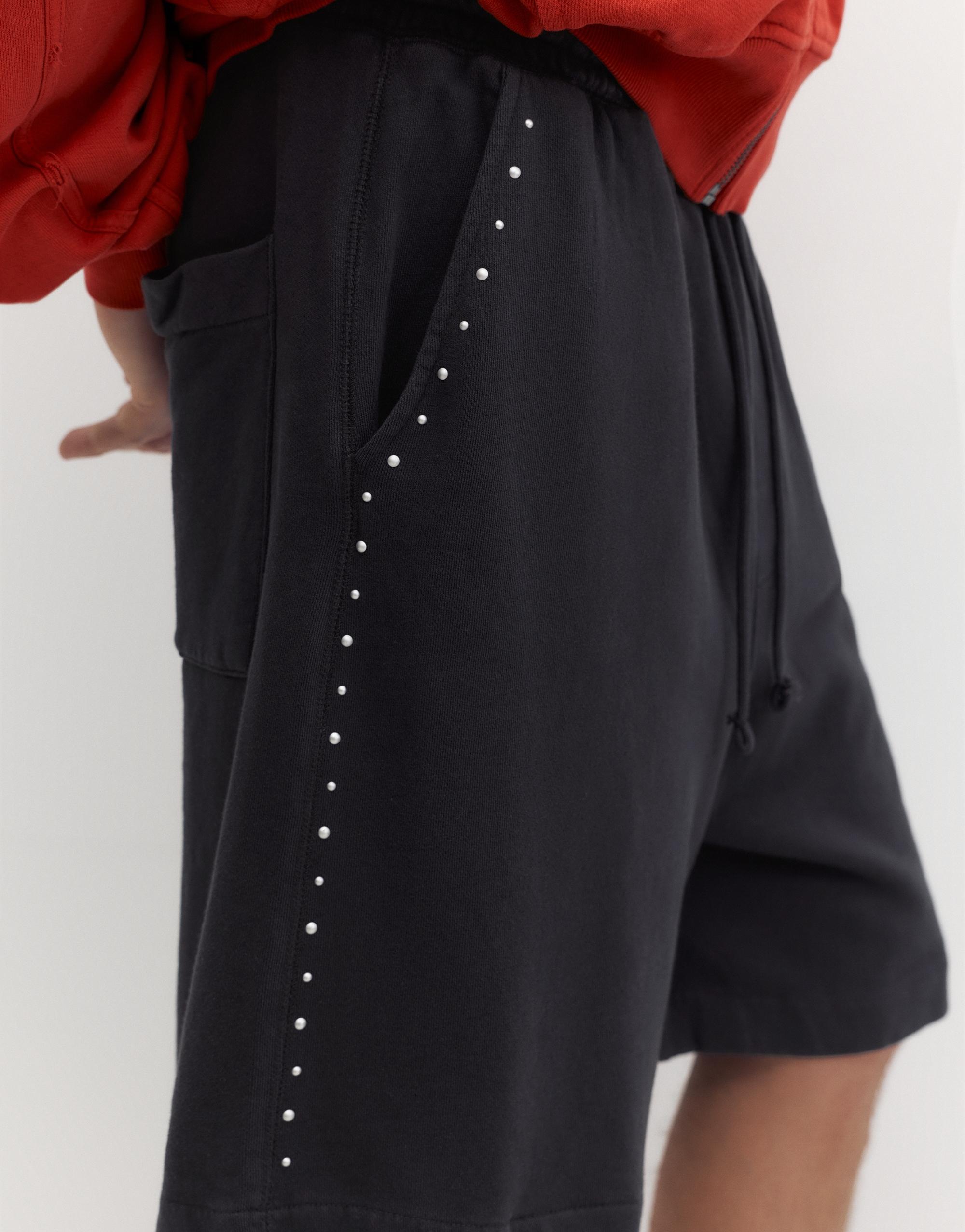 Studded jogging Bermuda shorts — Anthracite grey