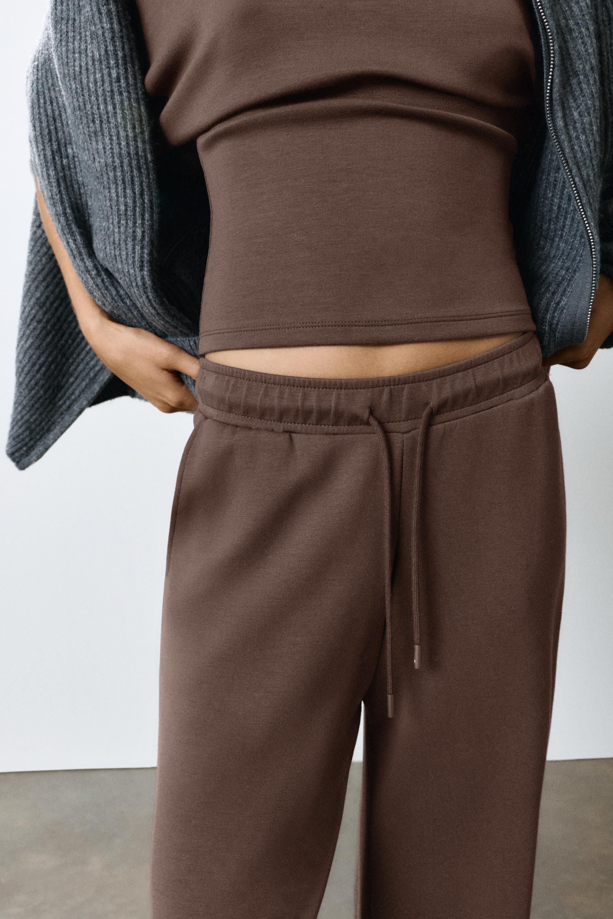Modal wide-leg trousers — Brown