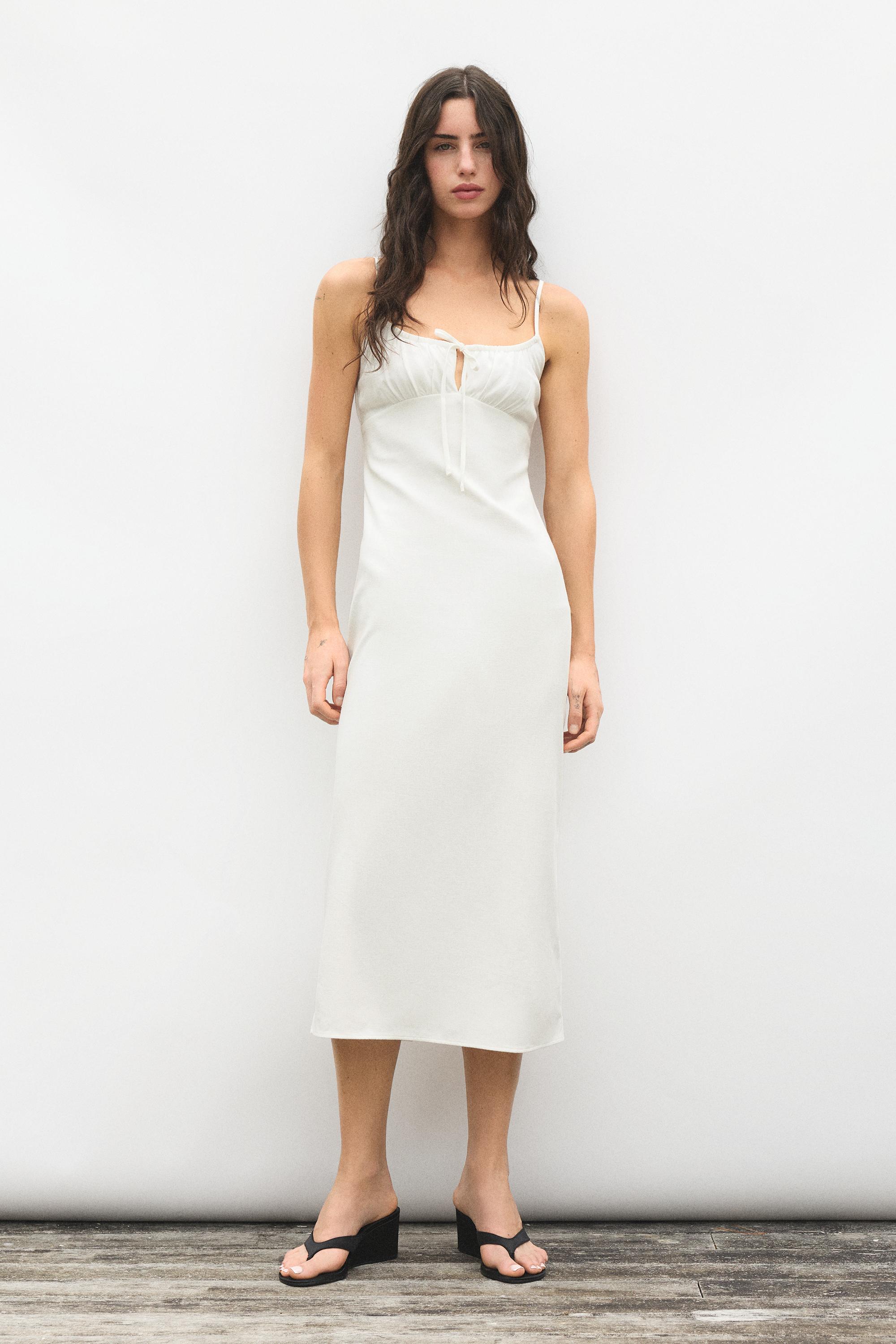 Linen blend midi dress — Ice
