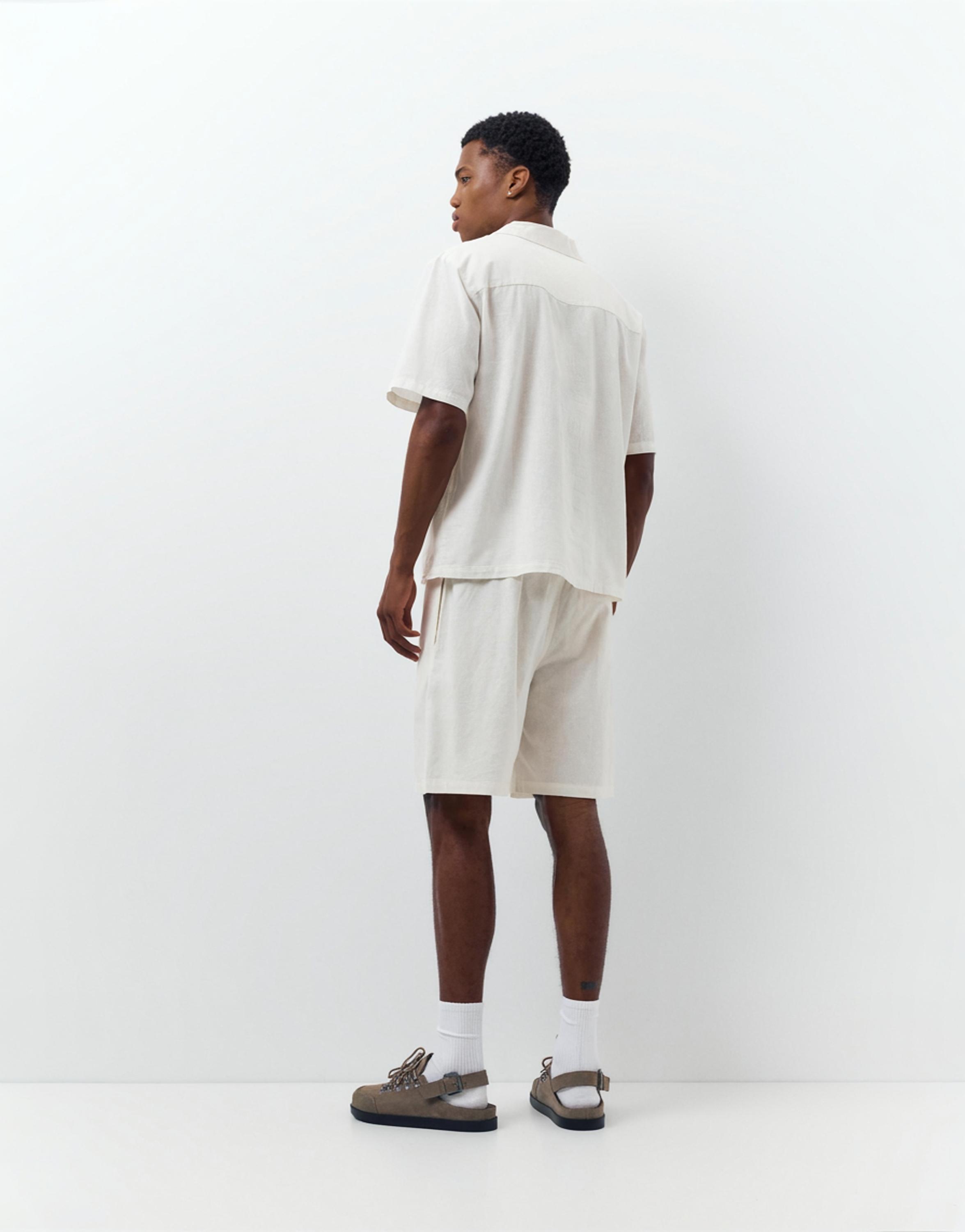 Keten jogger bermuda - Görsel 13