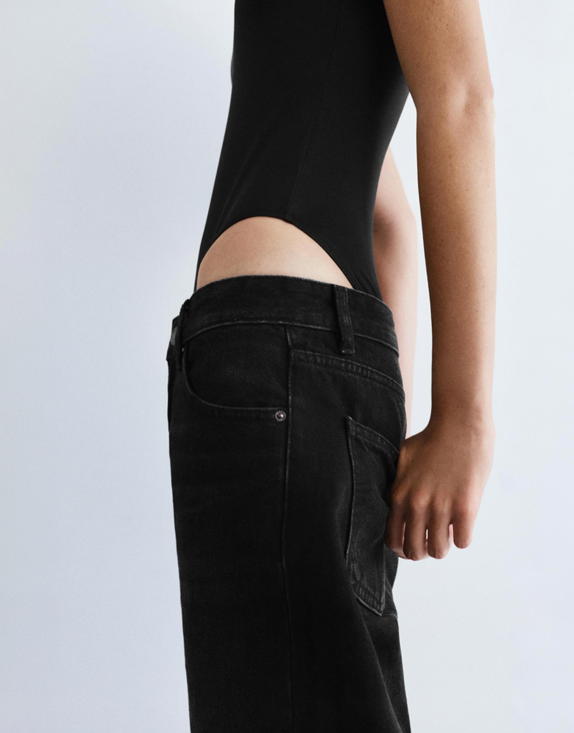 Short sleeve polyamide bodysuit — Black