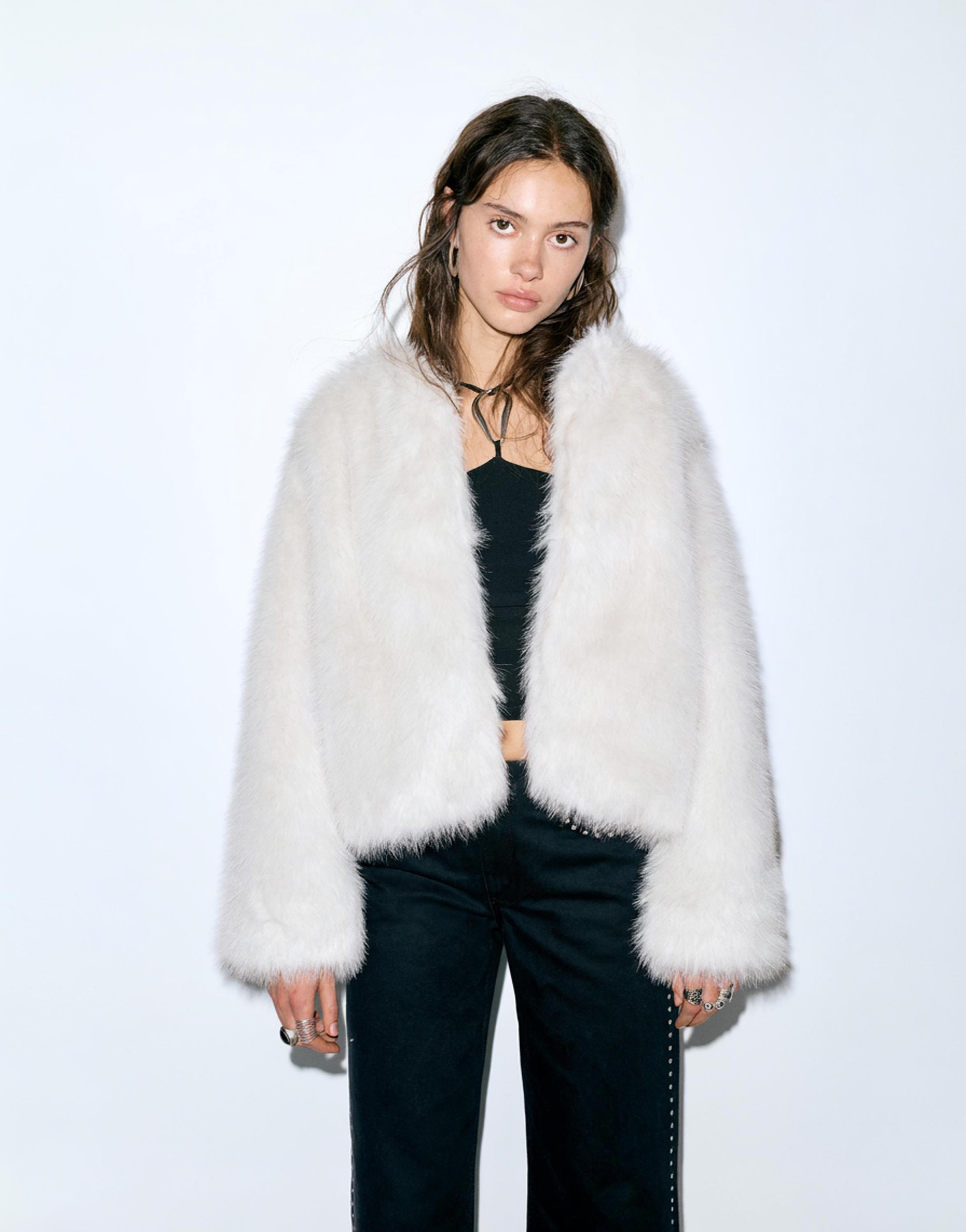 Suni kürk ceket - Görsel 10