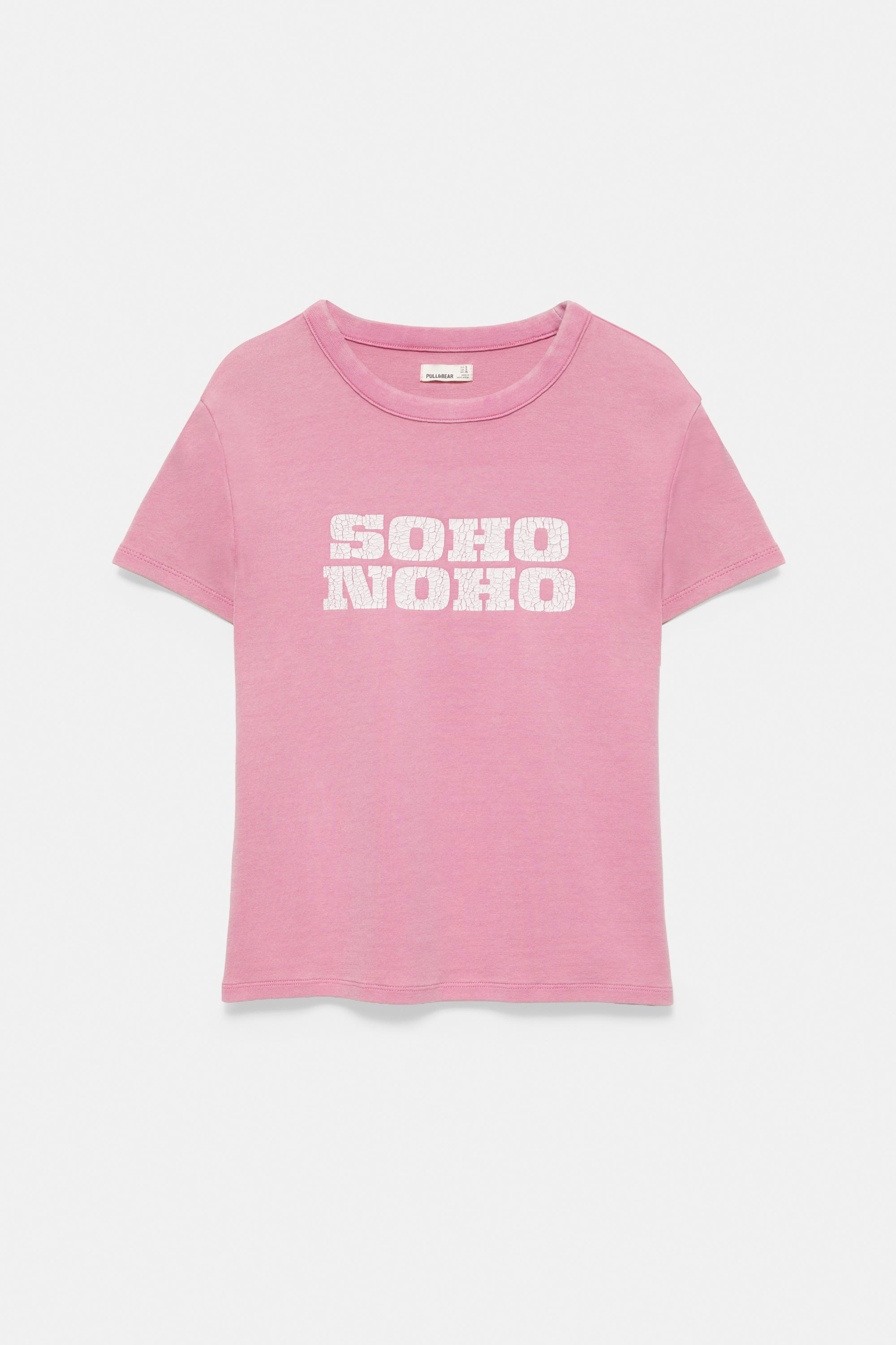 Crackled text graphic T-shirt — Pink