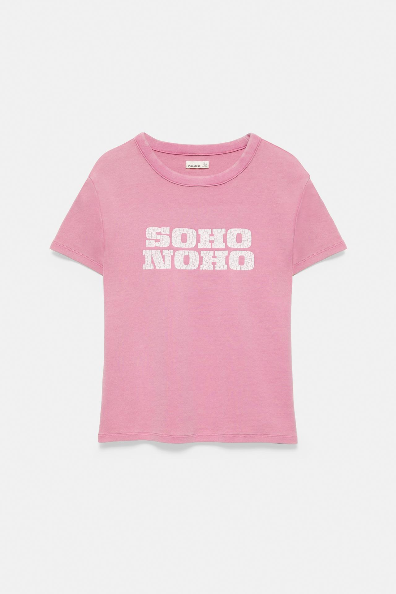 Crackled text graphic T-shirt — Pink