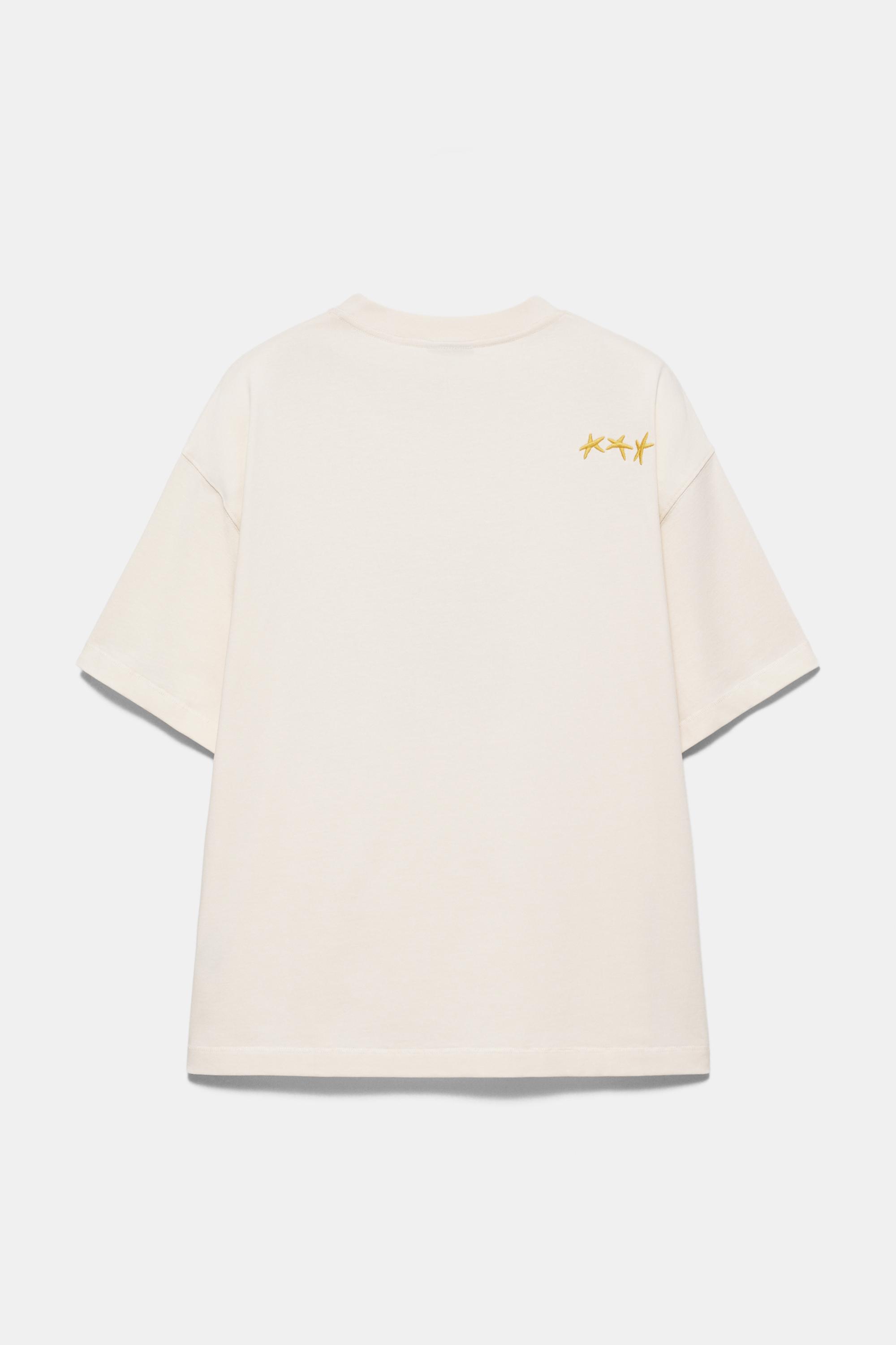 Embroidered star T-shirt — Beige
