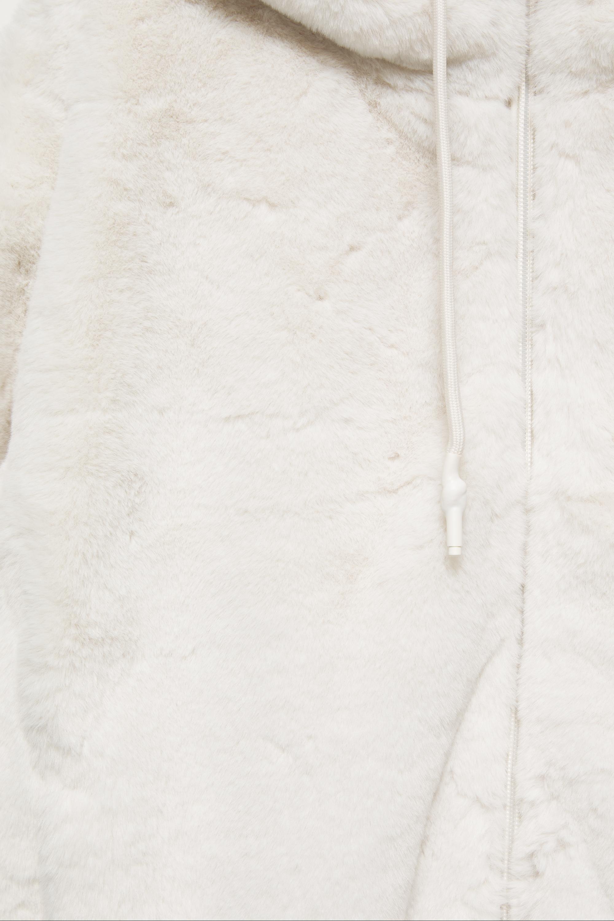Hooded faux fur jacket — Ecru