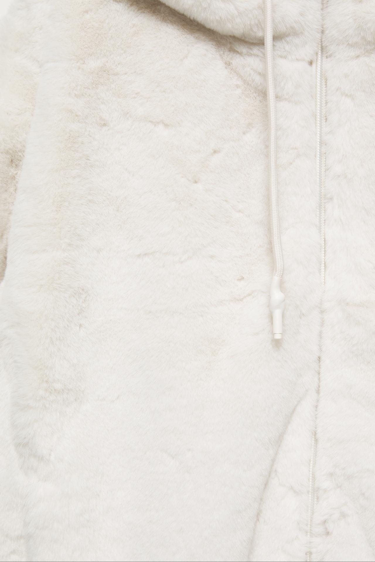 Faux fur jacket with hood — Ecru