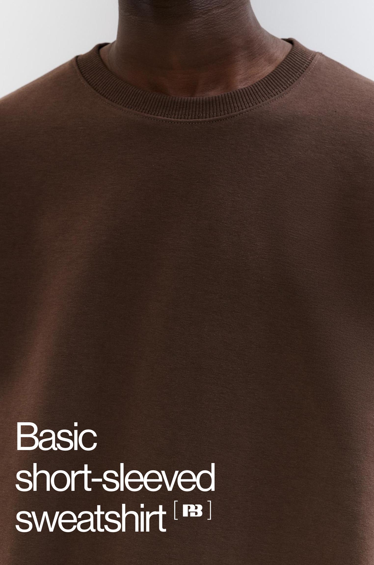 Basic short sleeve sweatshirt — Pale brown