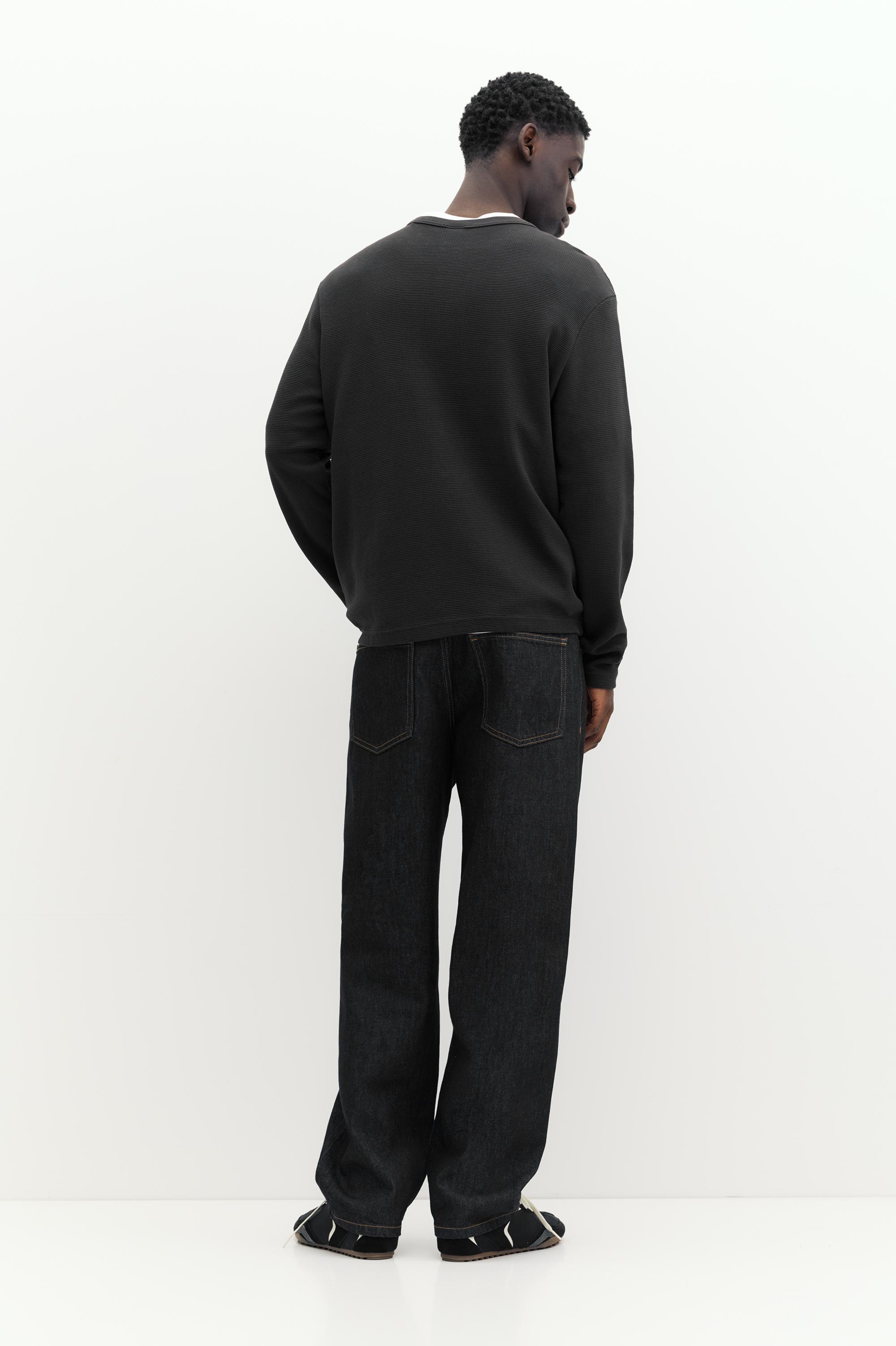 Waffle-knit long sleeve T-shirt — Anthracite grey
