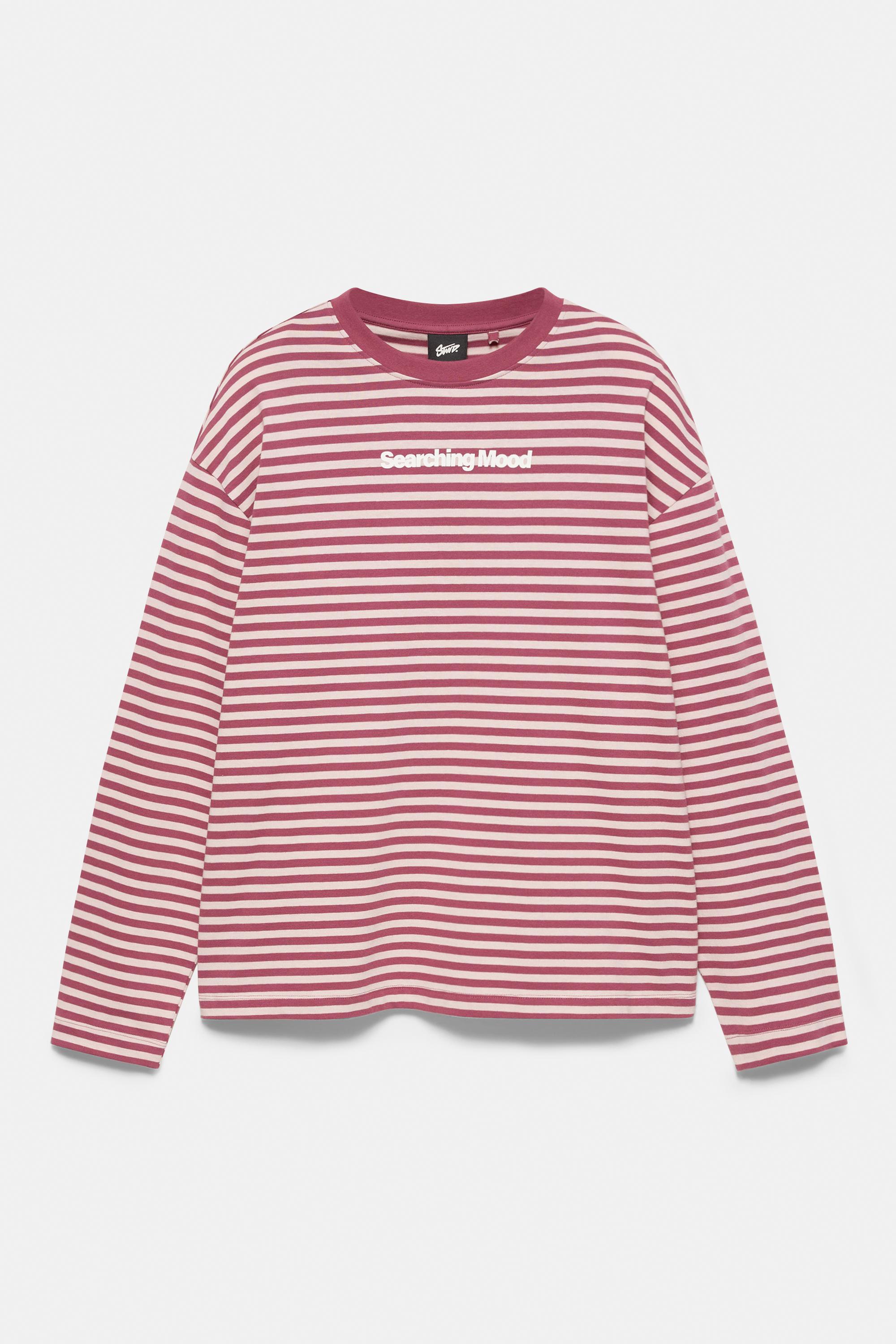 STWD striped text T-shirt — Burgundy