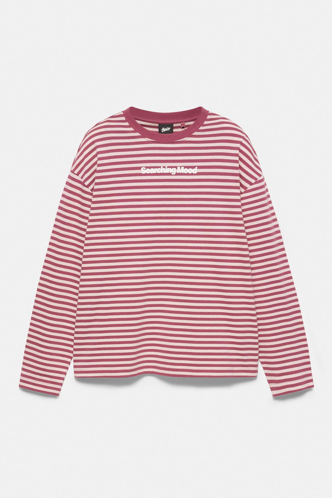 STWD striped text T-shirt — Burgundy