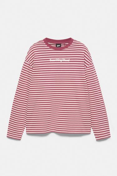 STWD striped text T-shirt — Burgundy 4