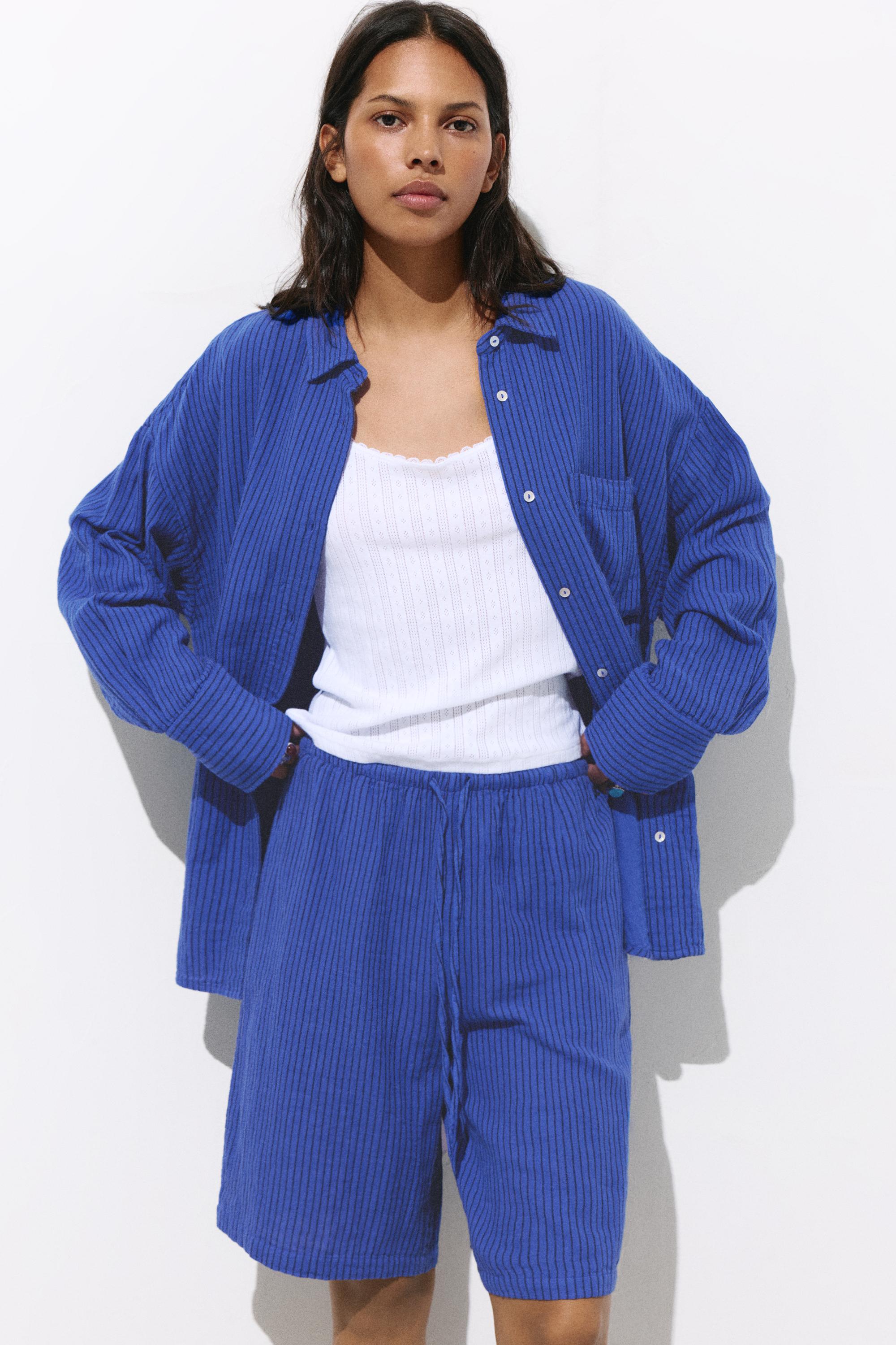 Rustic blue striped Bermuda shorts — Indigo