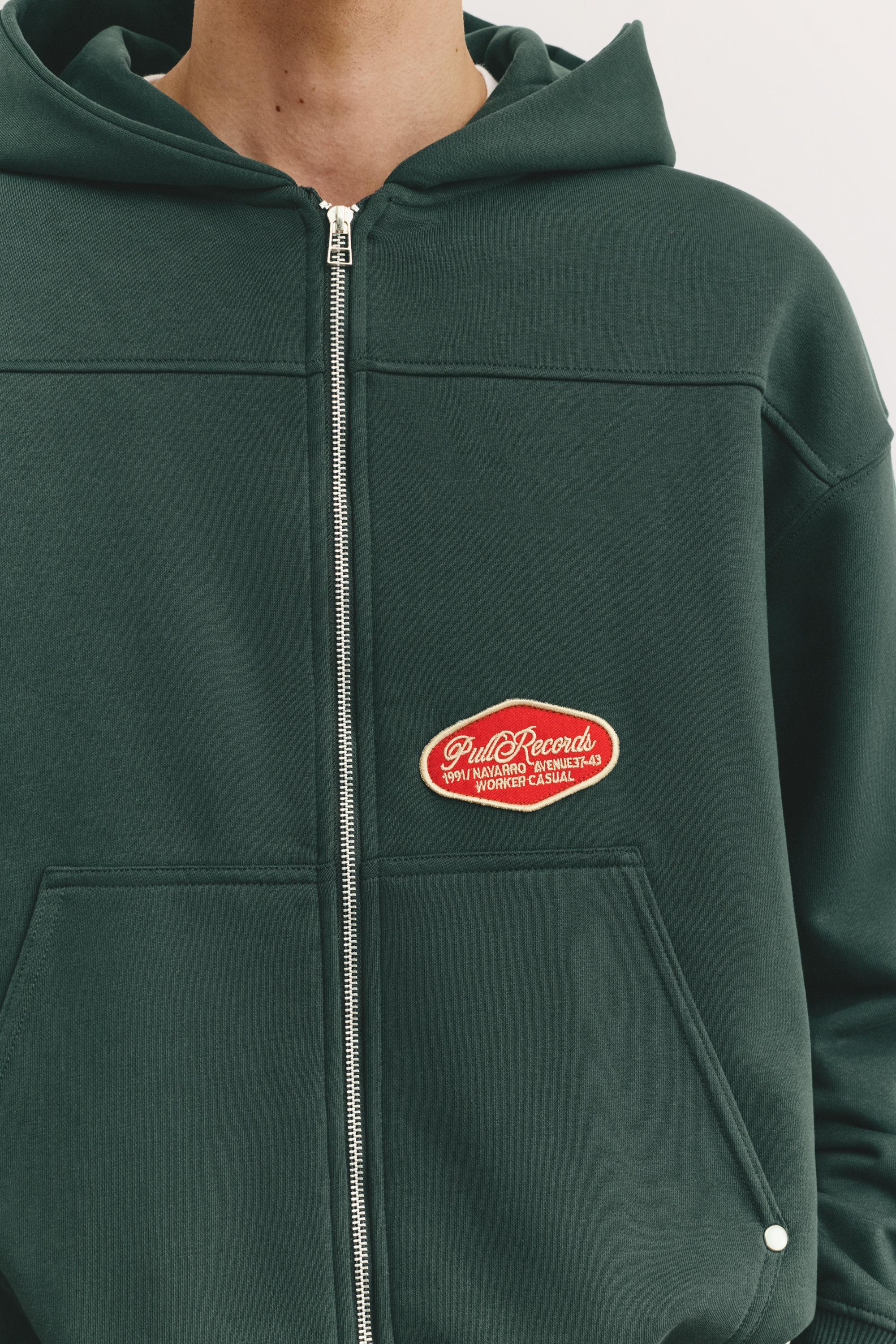 Yamalı fermuarlı kapüşonlu sweatshirt - Görsel 12