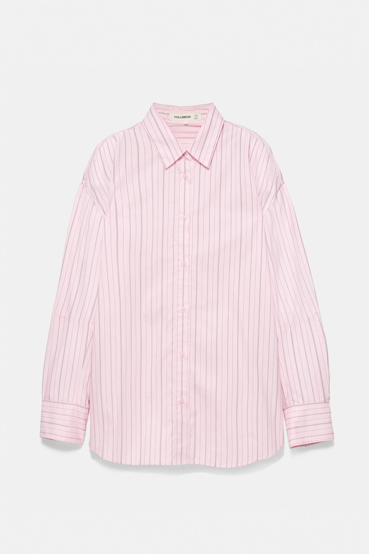 Striped shirt with back buttons — Rose pink