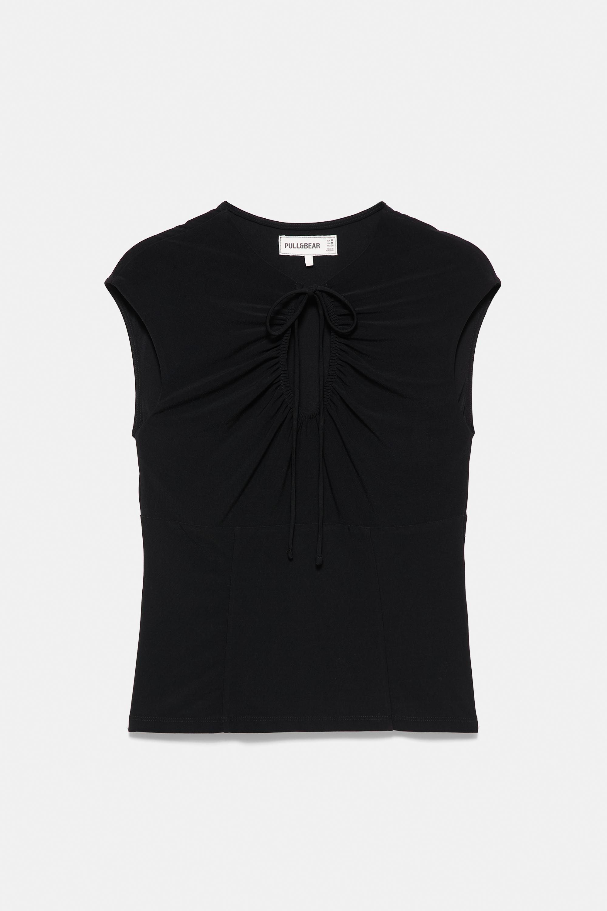Gathered tie-neck top