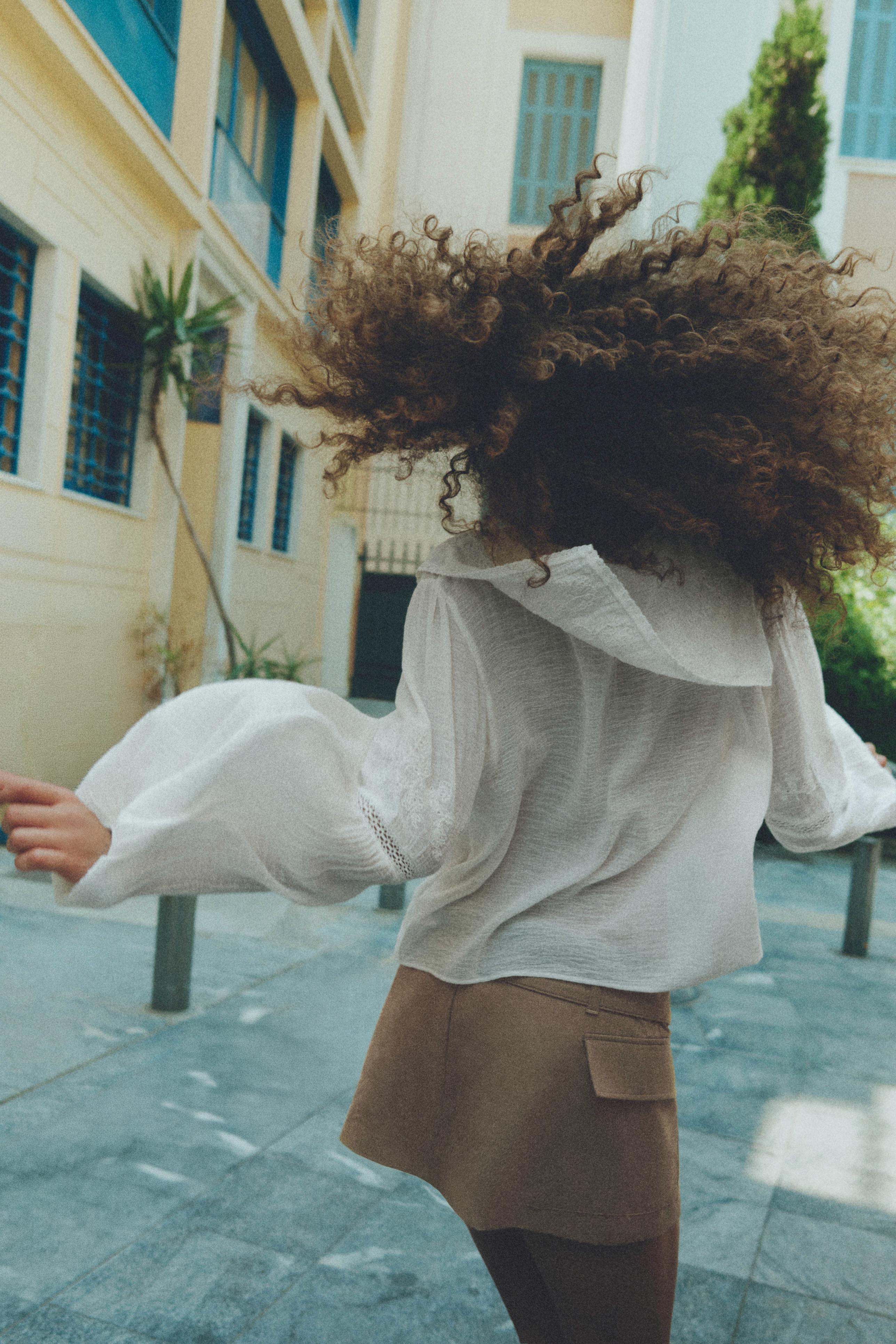 White lace trim blouse — White