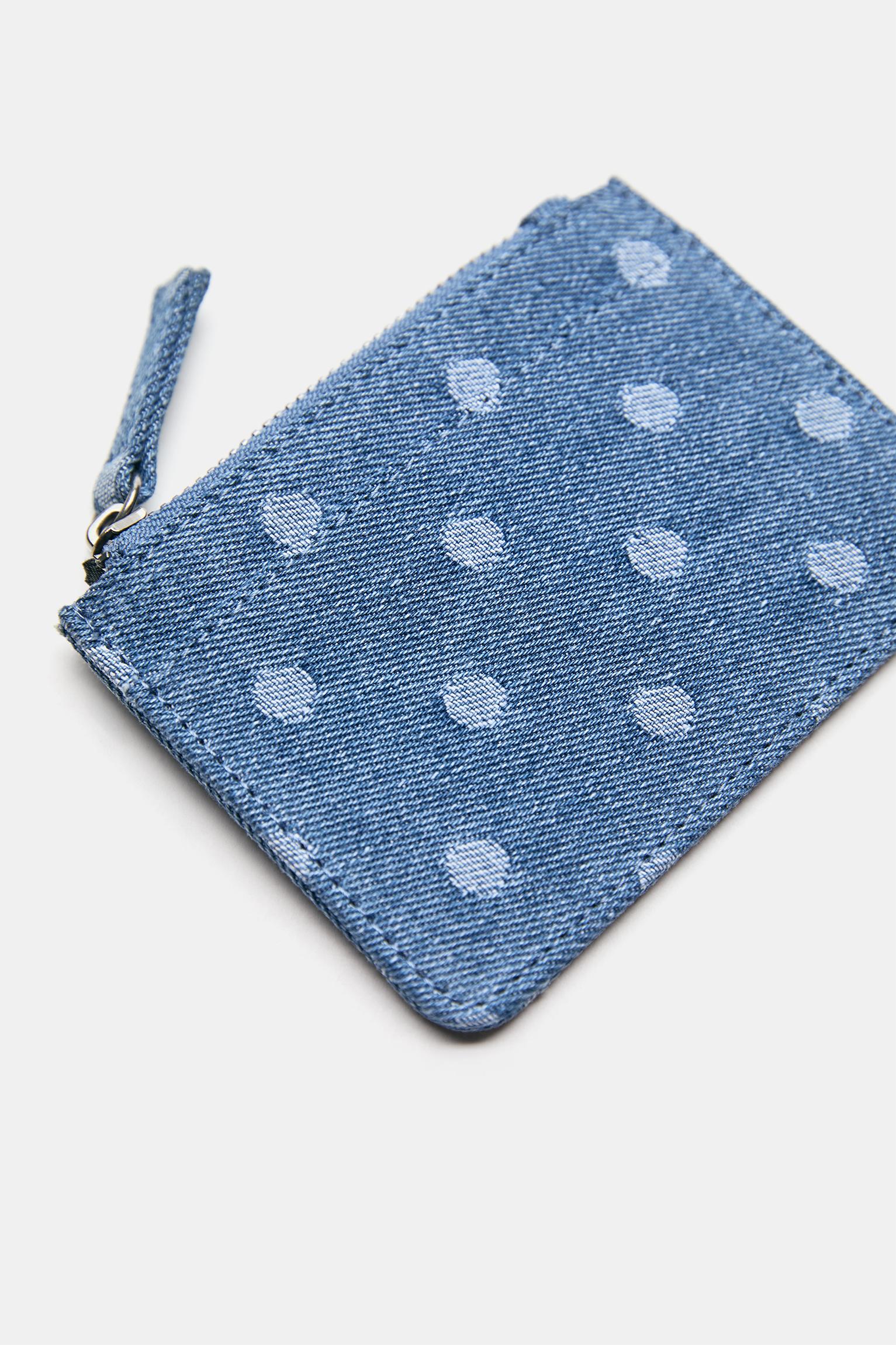 Denim polka dot card holder — Sand