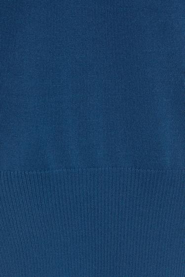 Short sleeve asymmetric knit top — Indigo 8