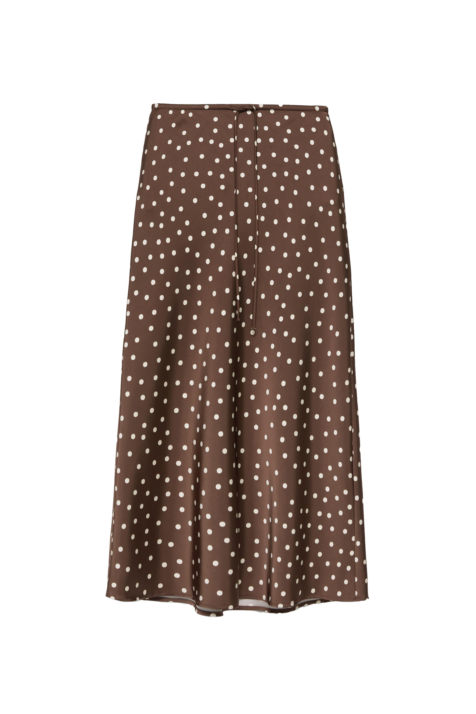 Falda midi satinada cordón