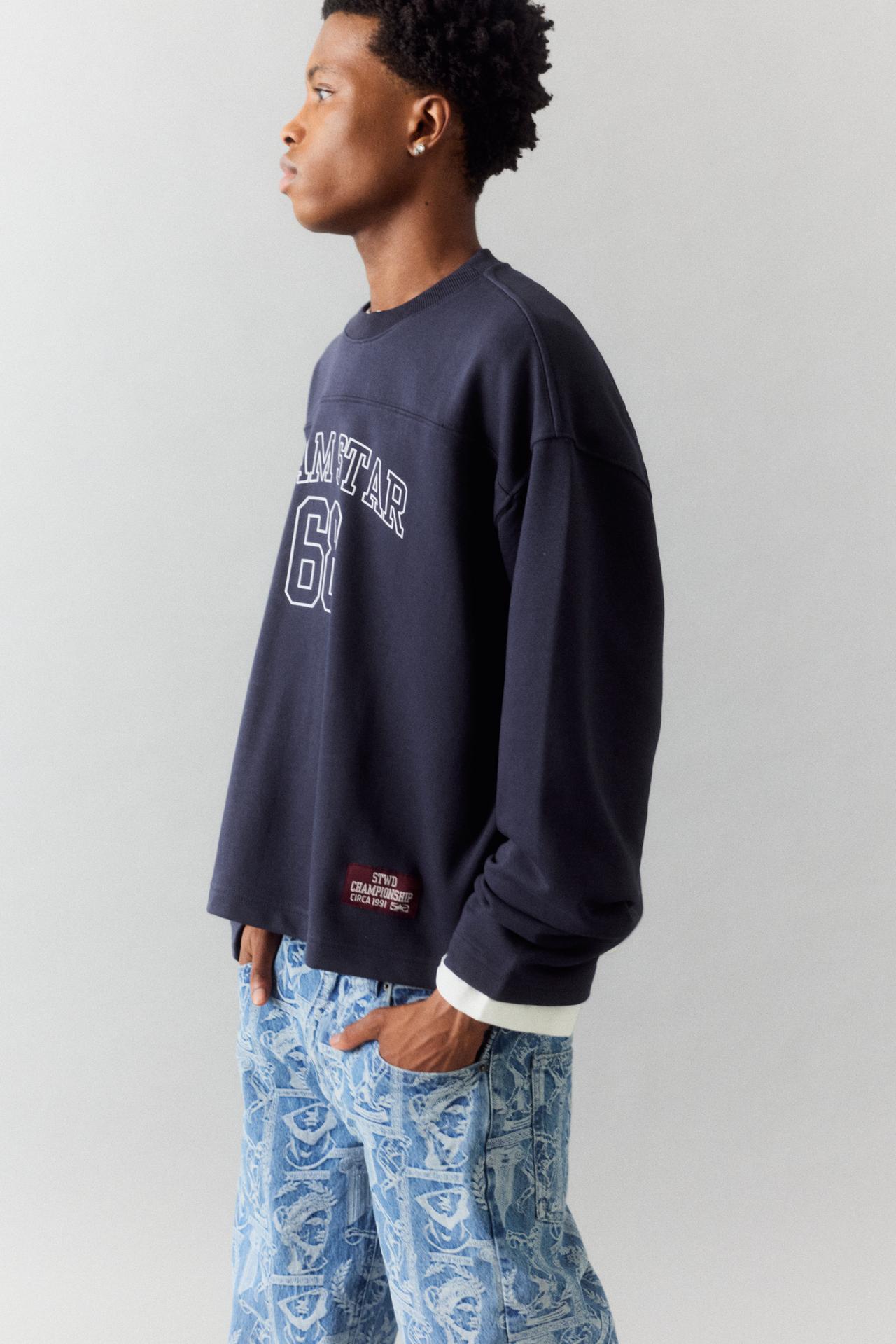 STWD number graphic sweatshirt — Navy