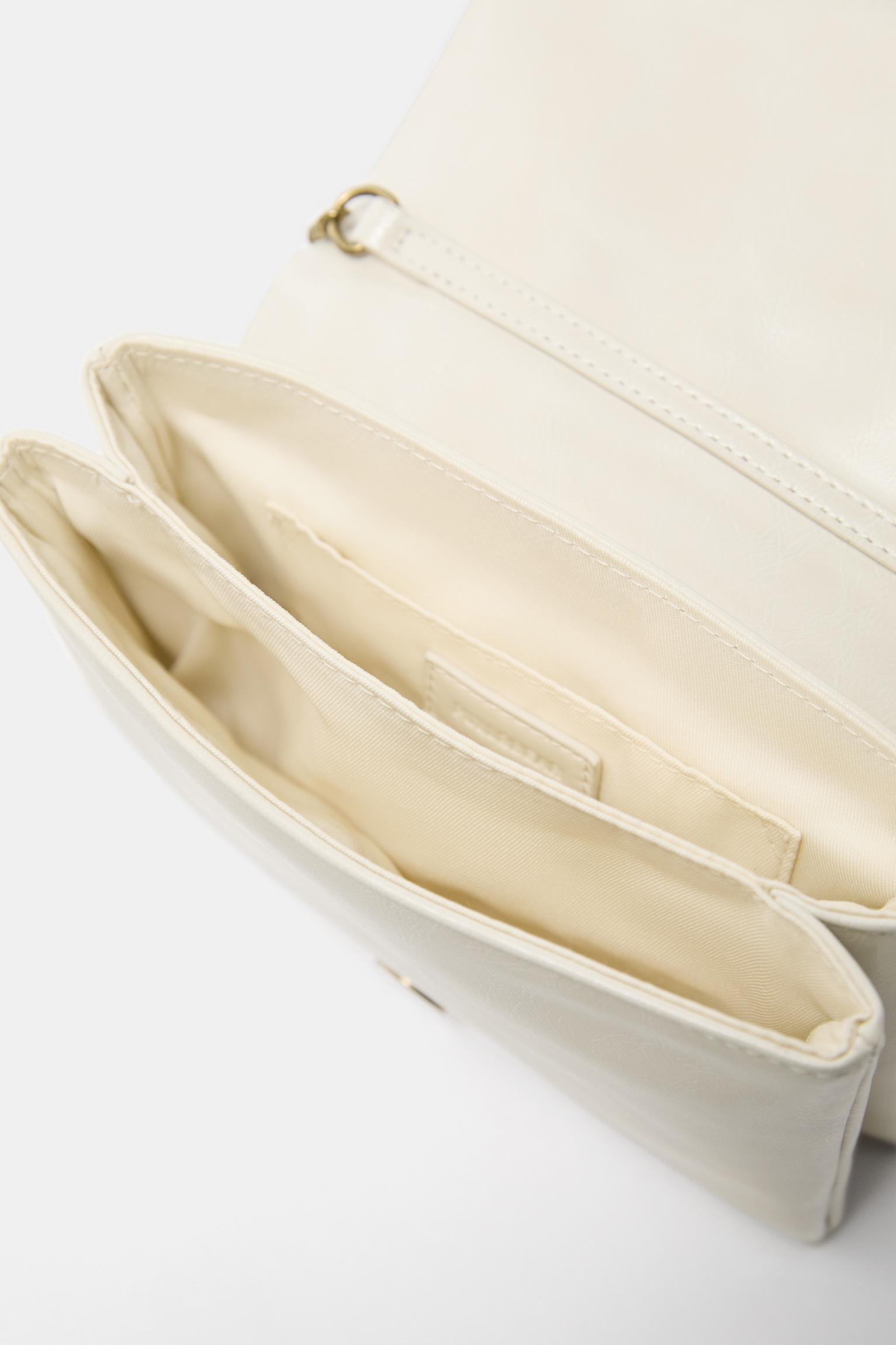 Crossbody bag with seams — Ecru