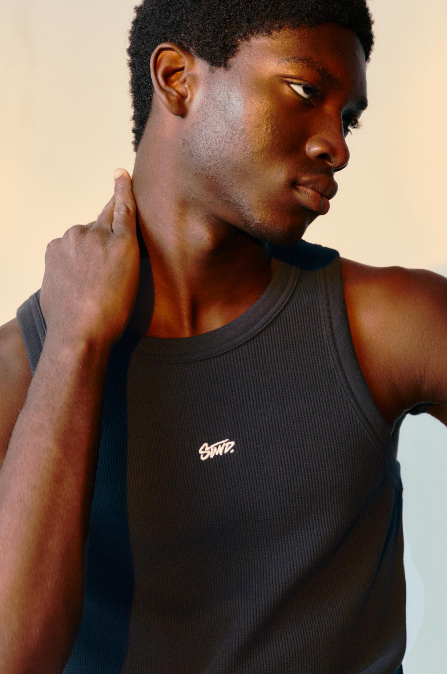 STWD waffle-knit vest — Black